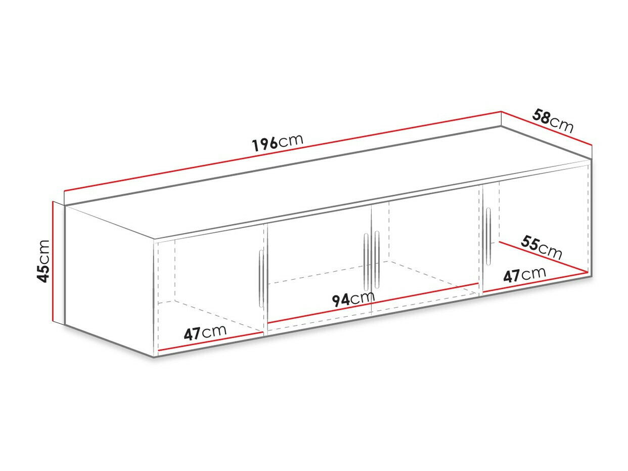 Vaatekaappi Dortivu 147 (Wellington-tammi)