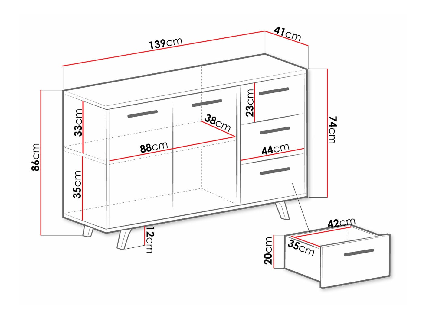 Lipasto Dortivu (Valkoinen)