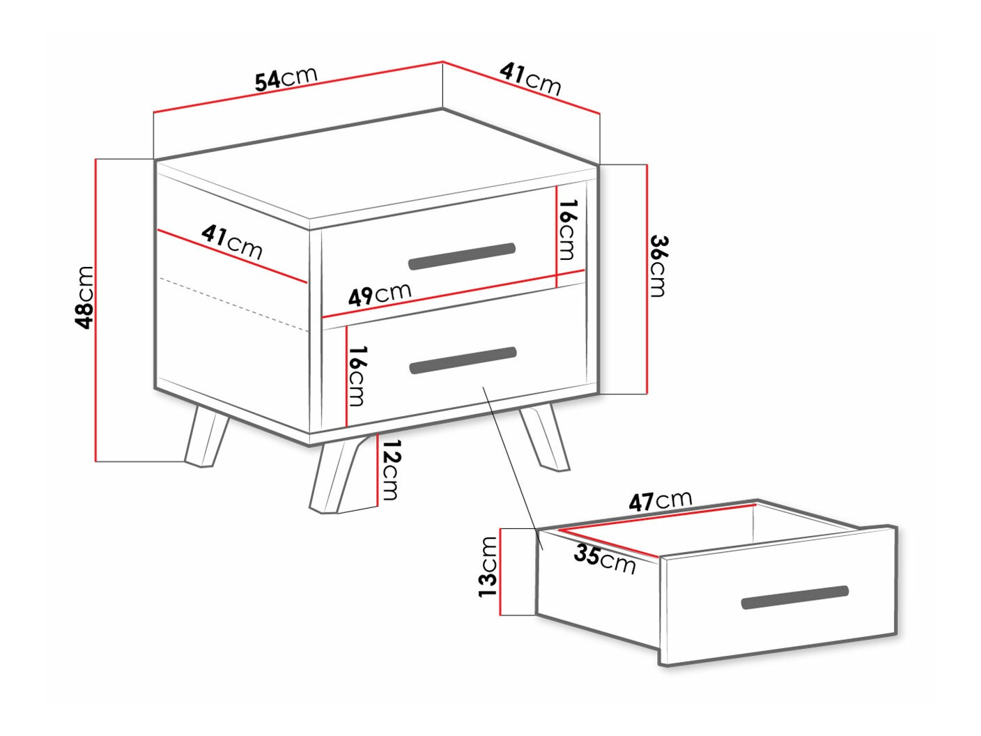 Yöpöytä Dortivu 159 (Valkoinen)