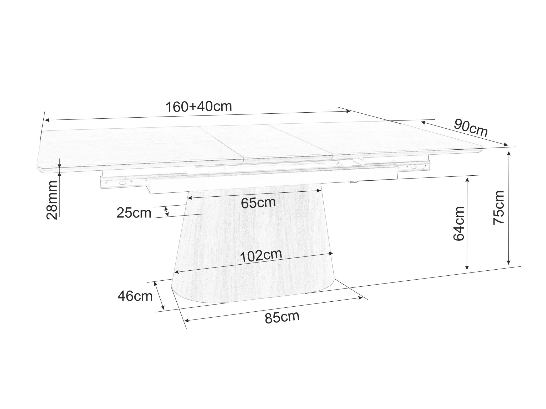 Pöytä Detroit 932 (Musta + Pähkinä)
