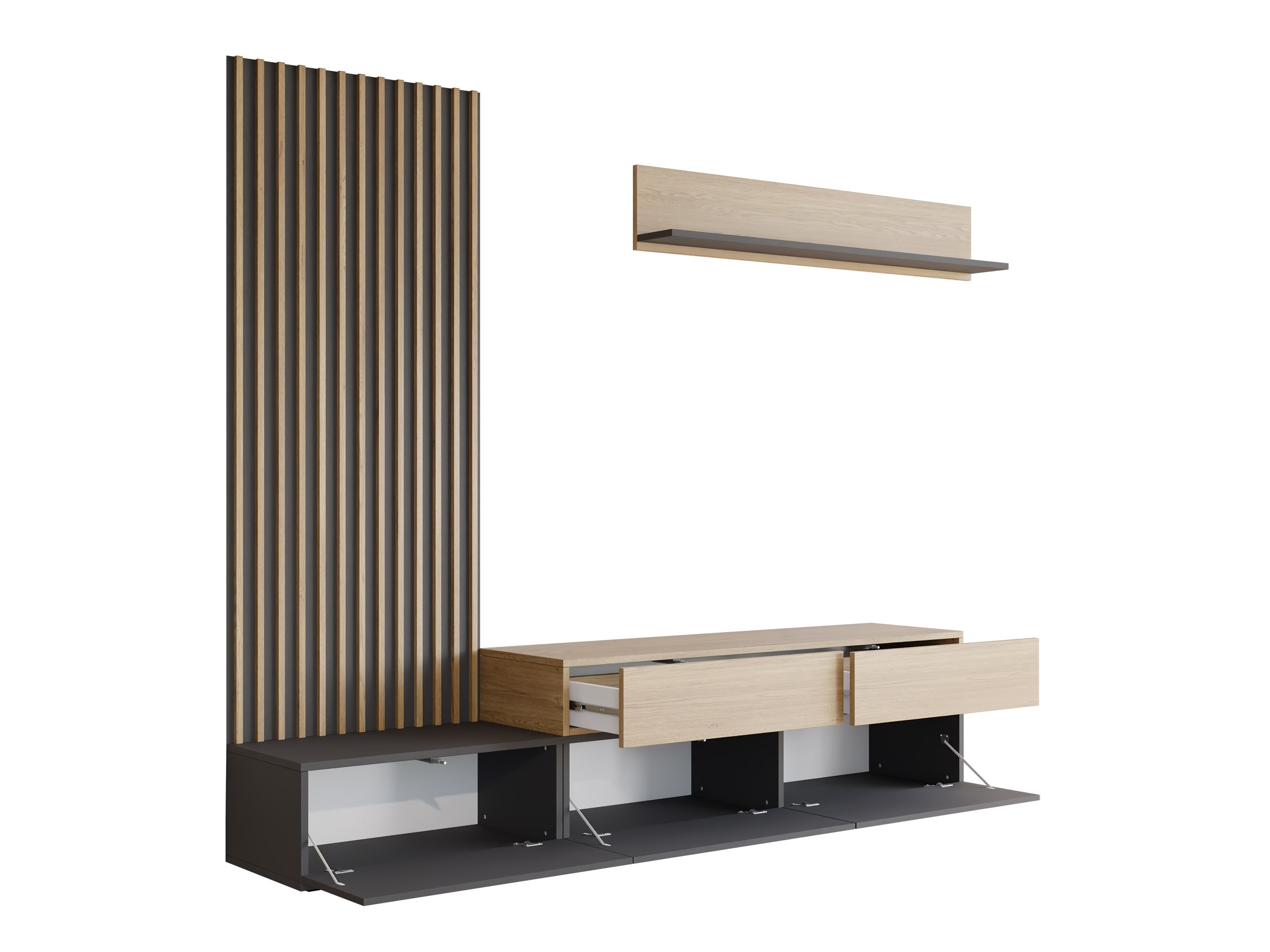 Olohuonesetti Comfivo 496 (Grafiitti + Tammi)