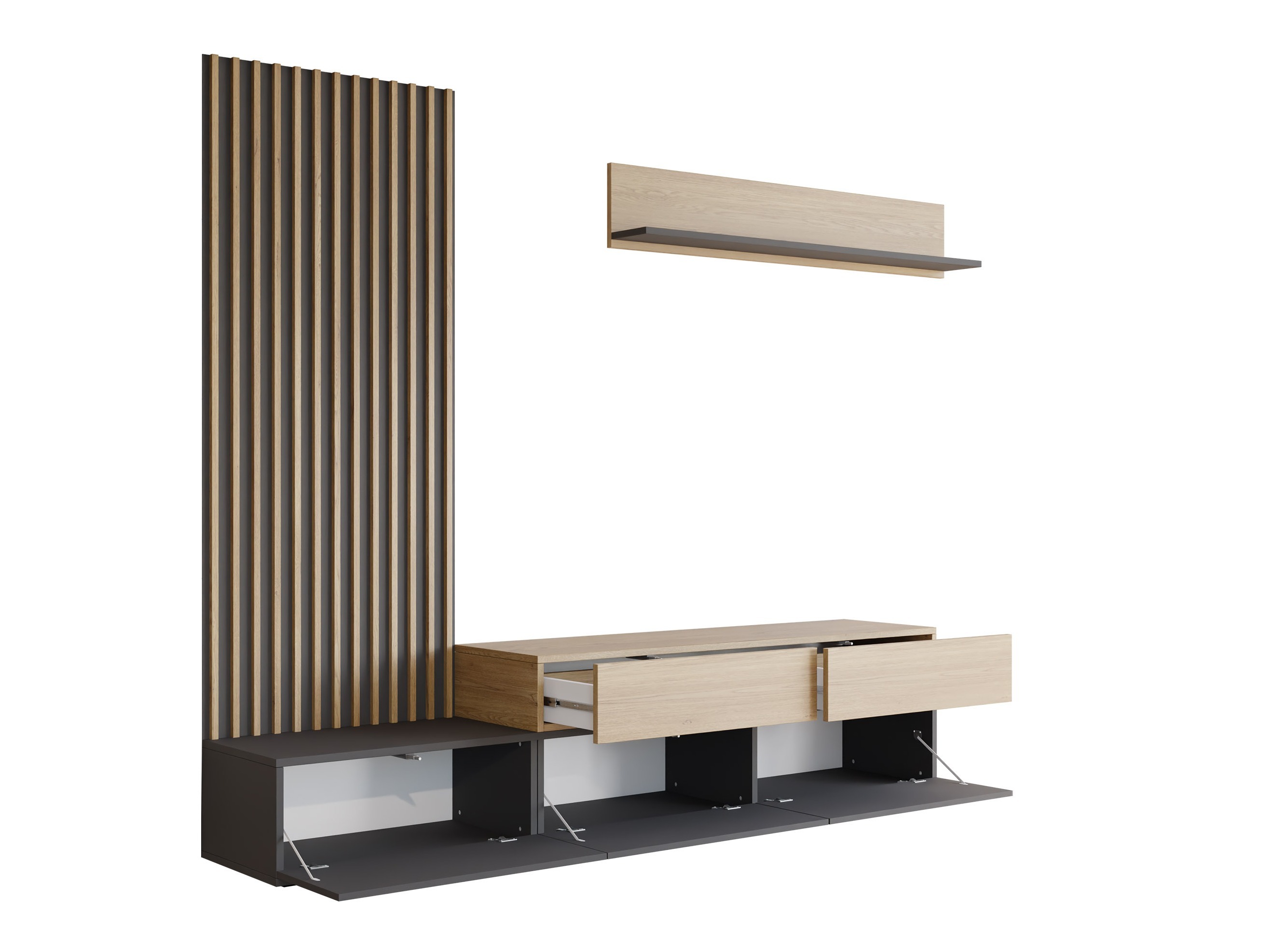 Olohuonesetti Comfivo Munium I (Valkoinen + Tammi)