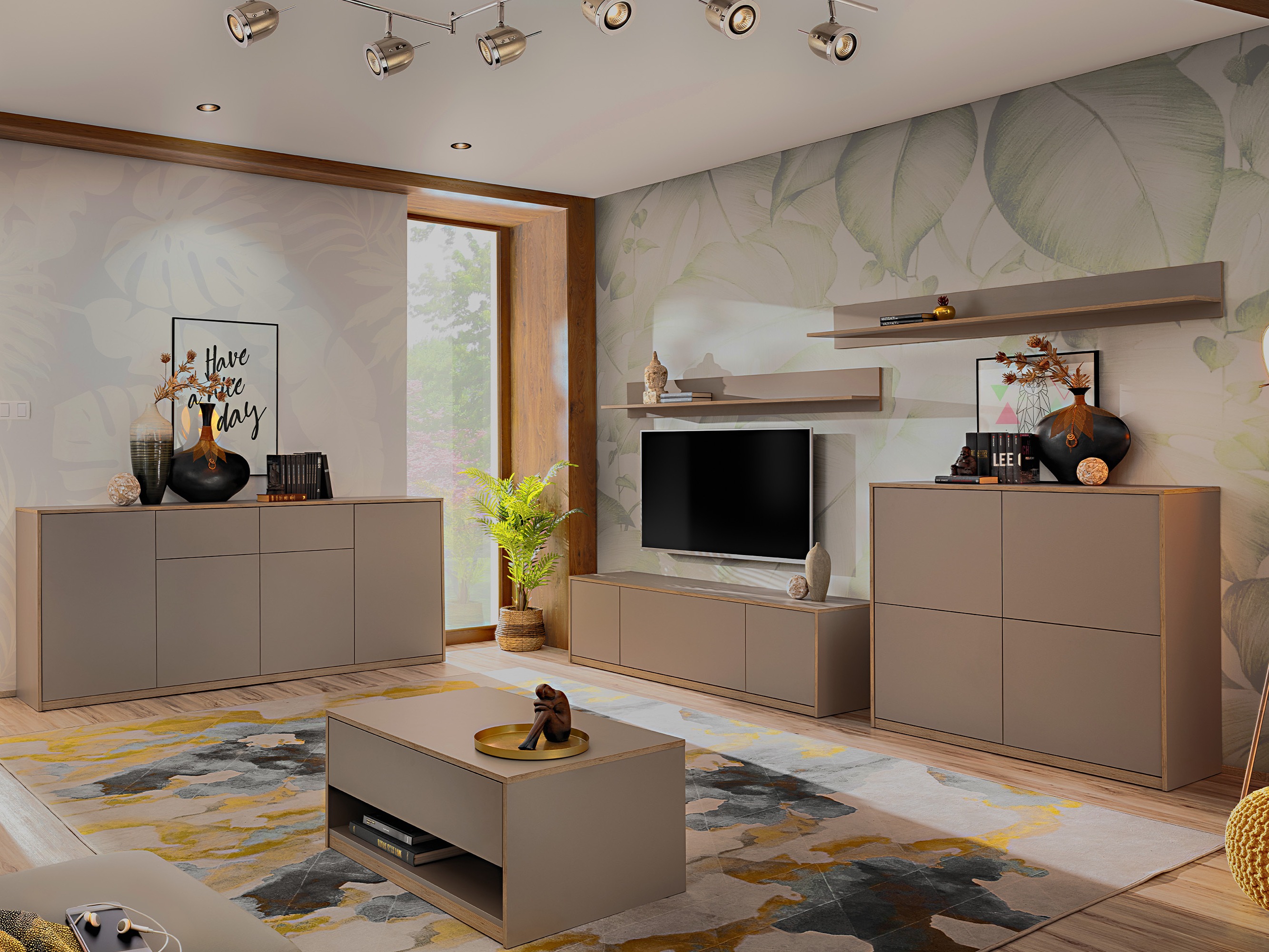 Sohvapöytä Fivetri 103 (Harmaa ruskea)