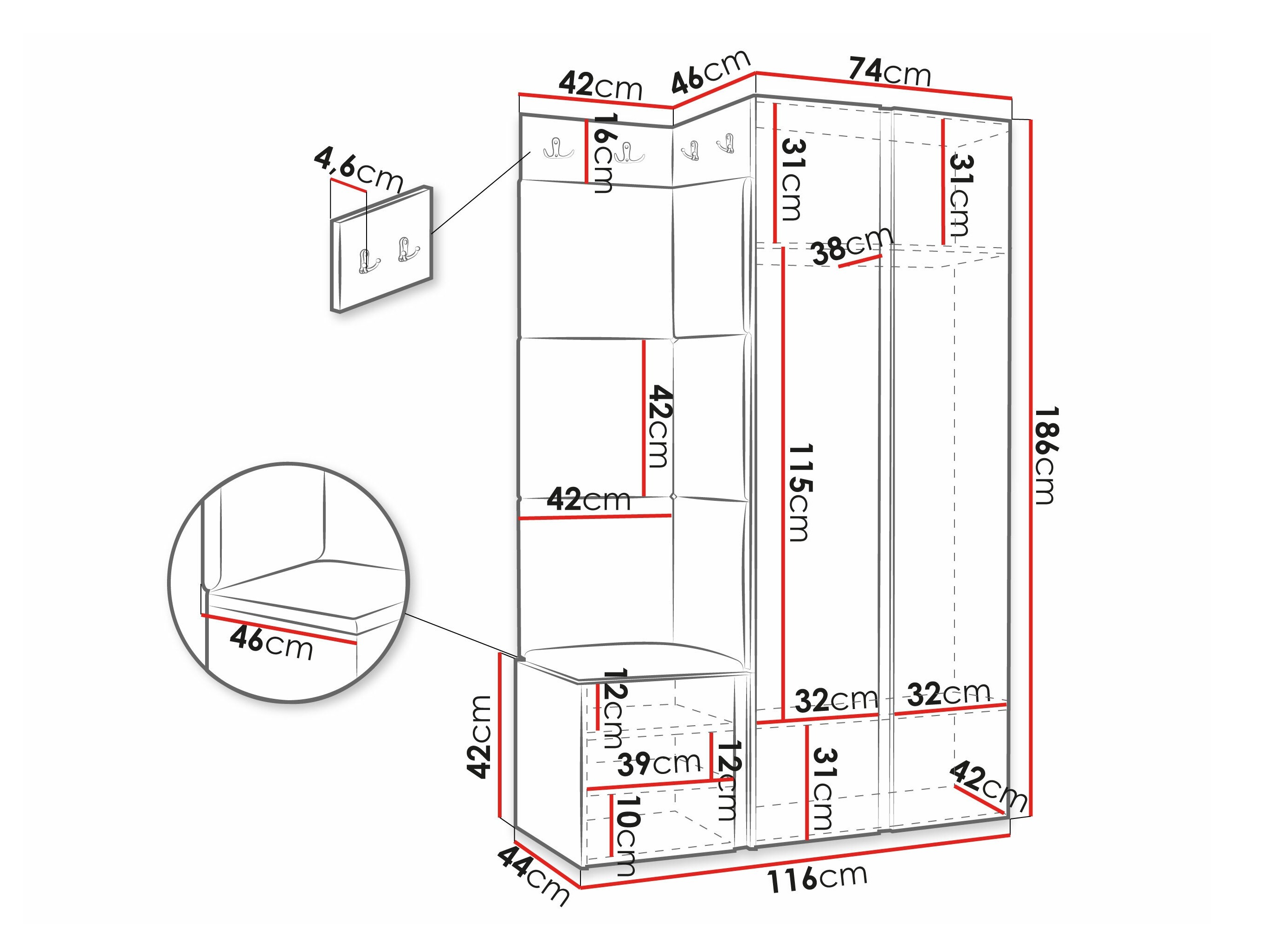 Eteissetti Hartford 388 (Musta)