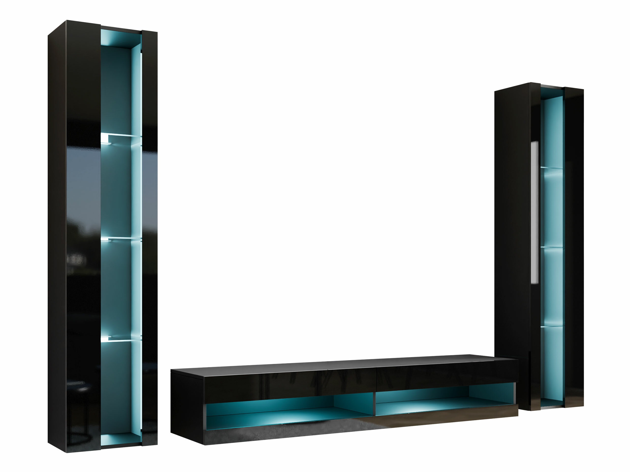 Olohuonesetti Venenou 112 (Musta + Kiiltävä musta)