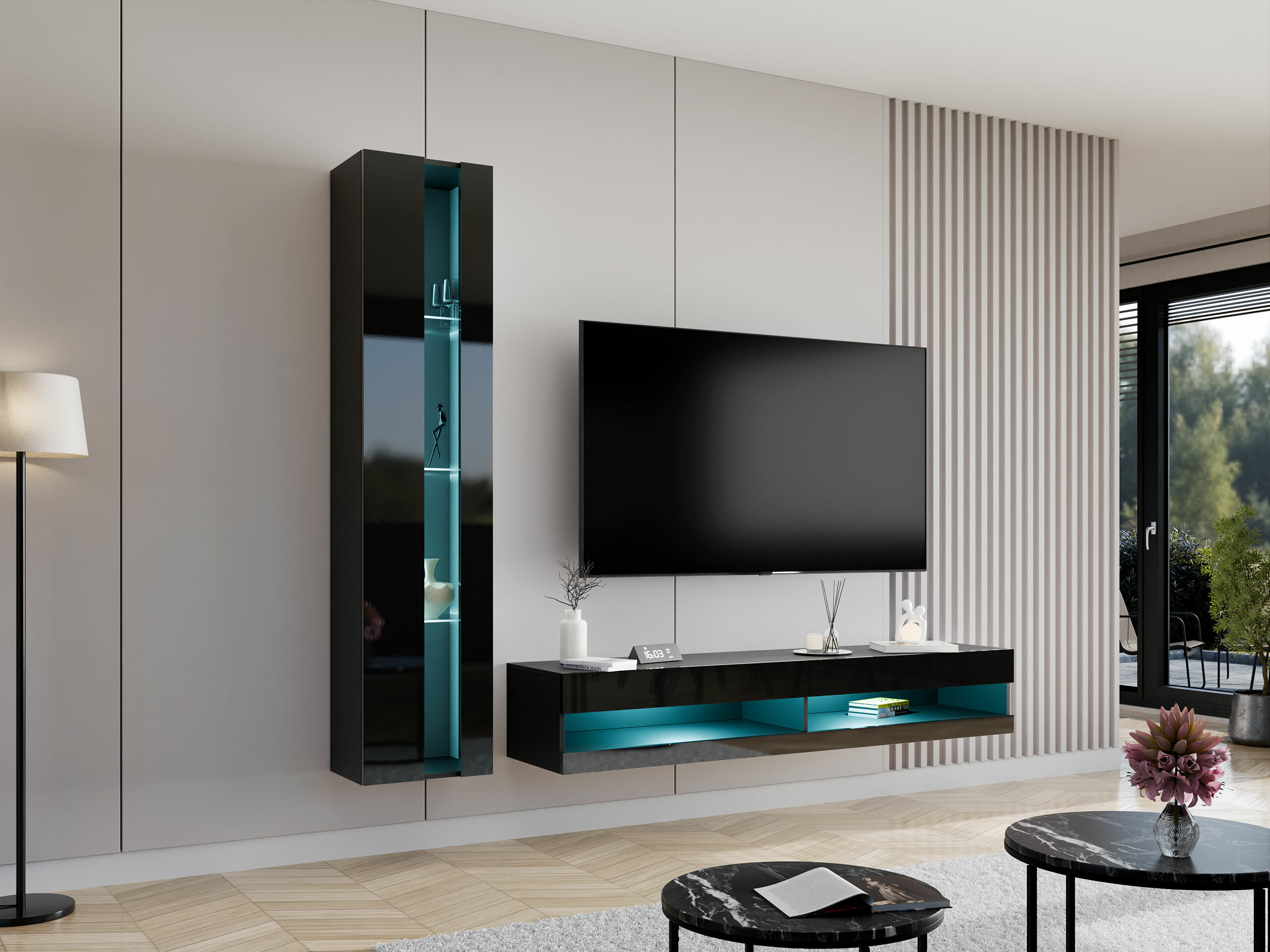 Olohuonesetti Vilrin VIII (Musta + Kiiltävä musta)