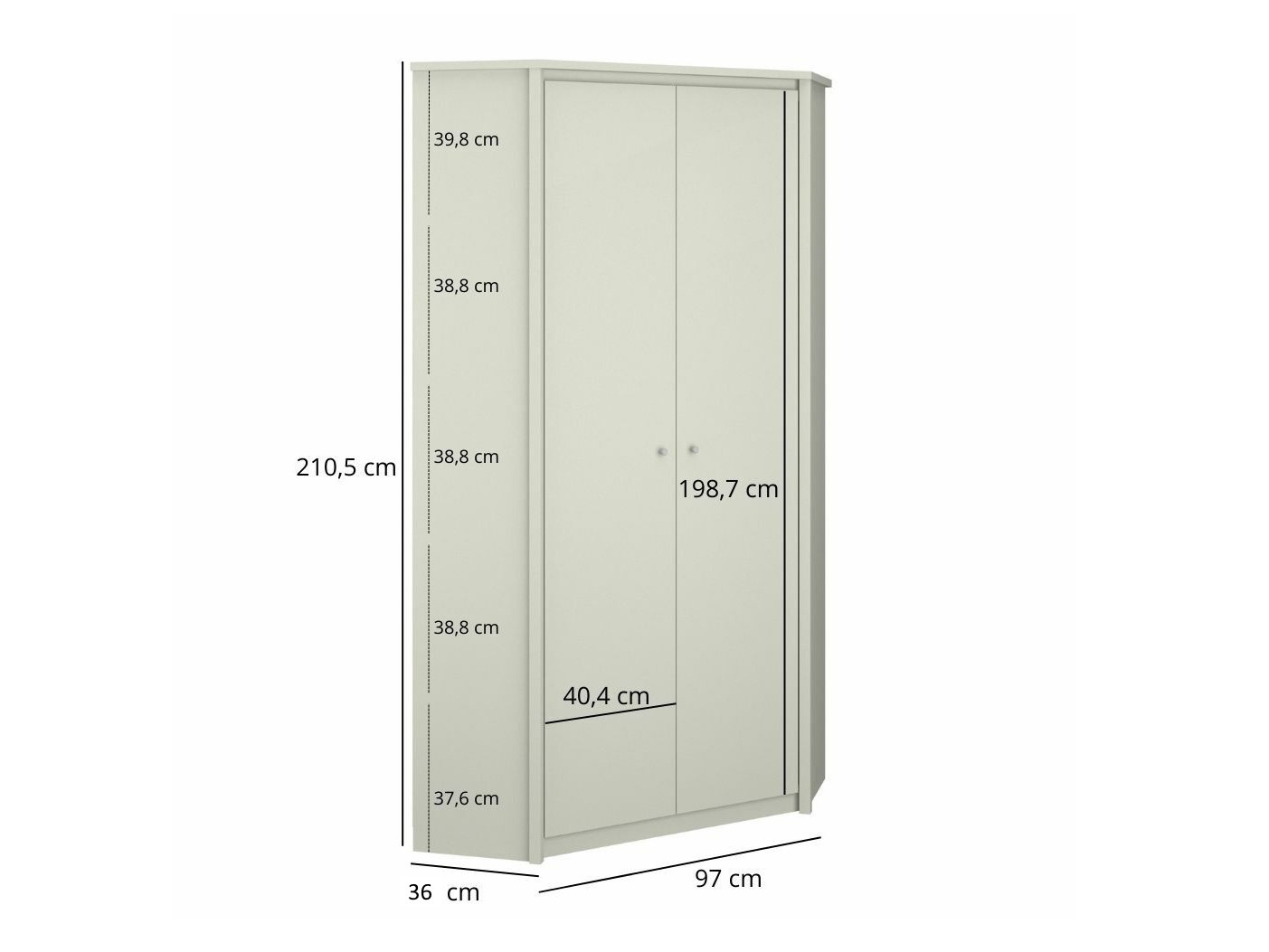 Kulmavaatekaappi Fentoli 118