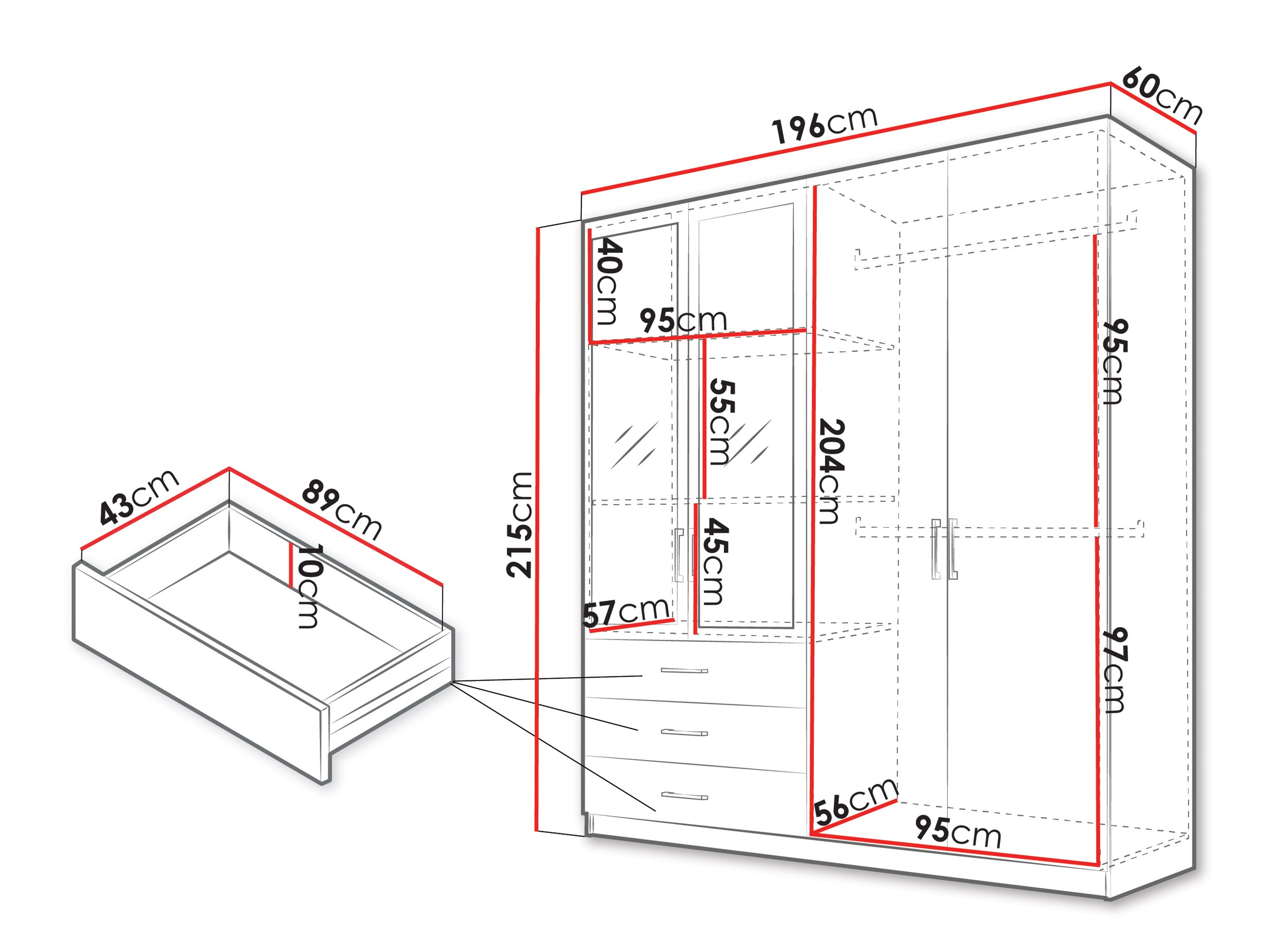 Vaatekaappi Fungar (Valkoinen)