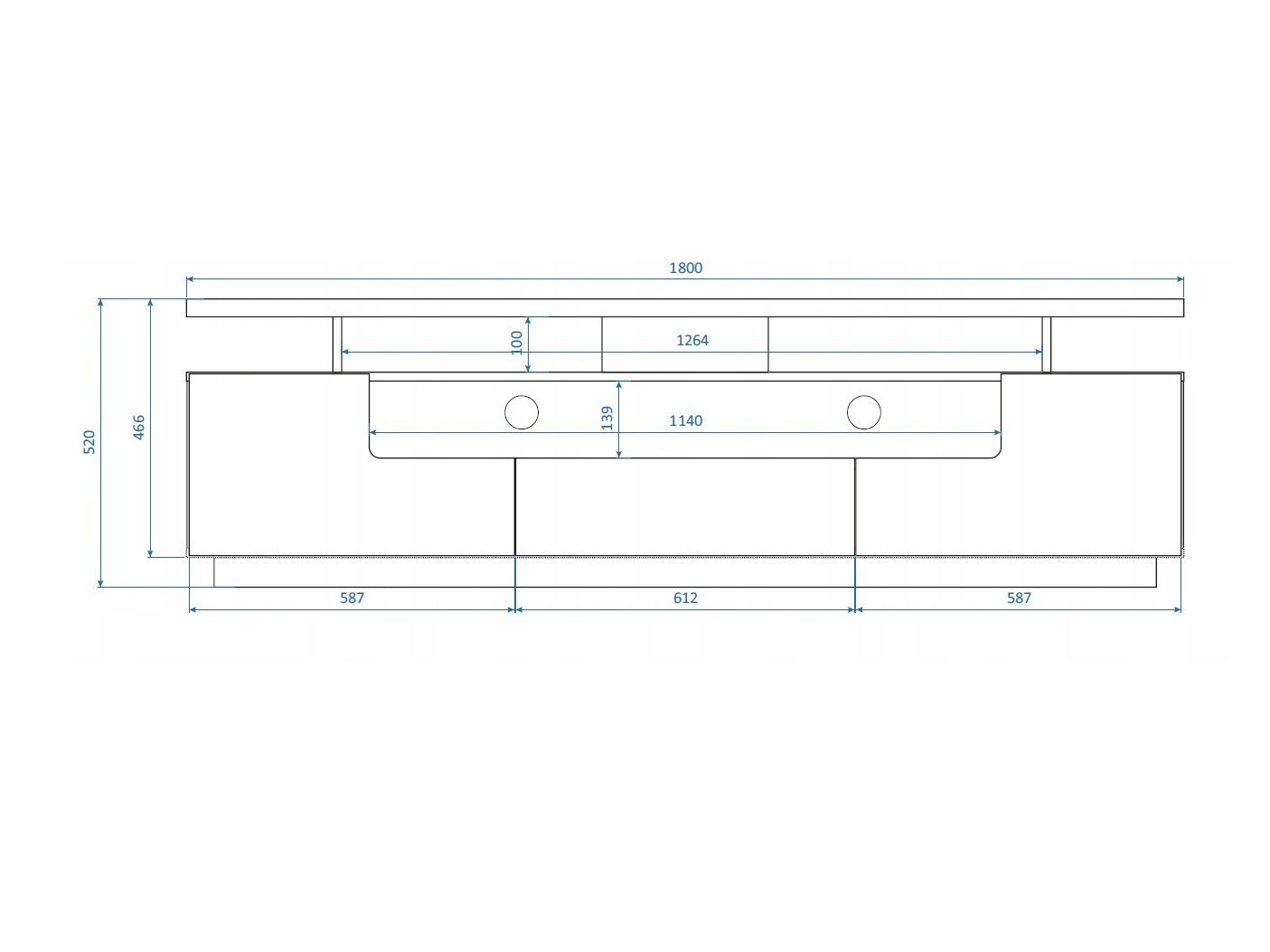 TV-taso Buffalo 175 (Kiiltävä valkoinen)