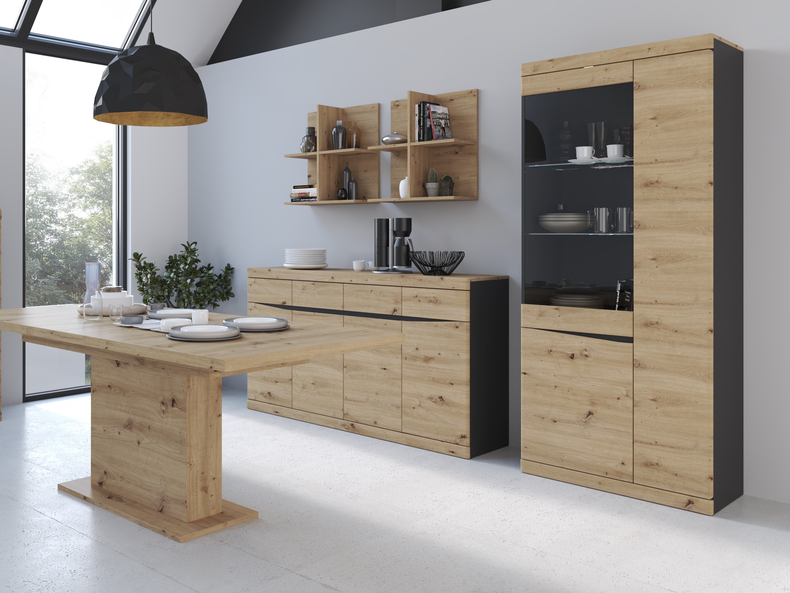 Hylly Venlori 128 (Antrasiitti + Artisaanitammi)