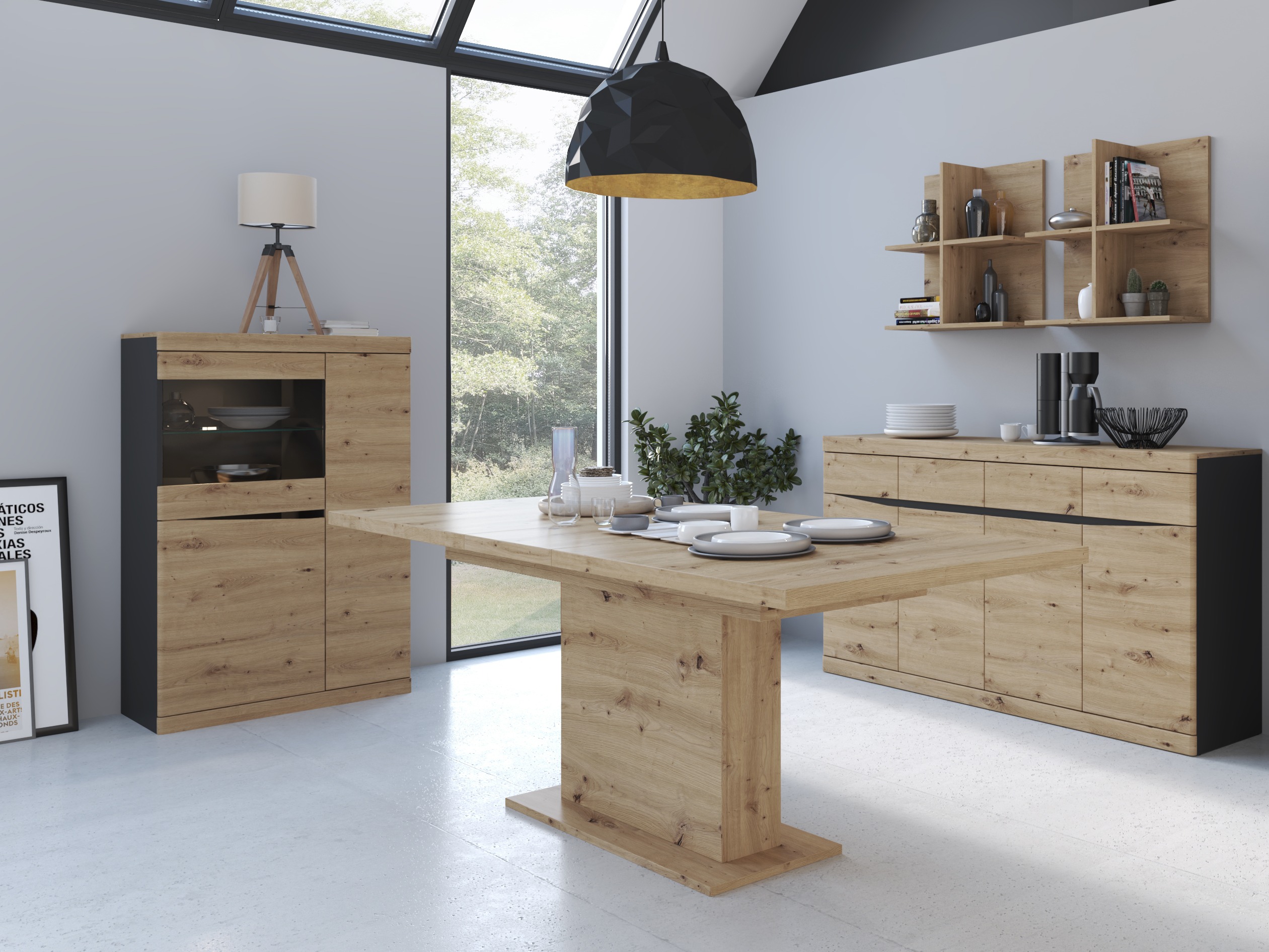 Hylly Venlori 129 (Antrasiitti + Artisaanitammi)