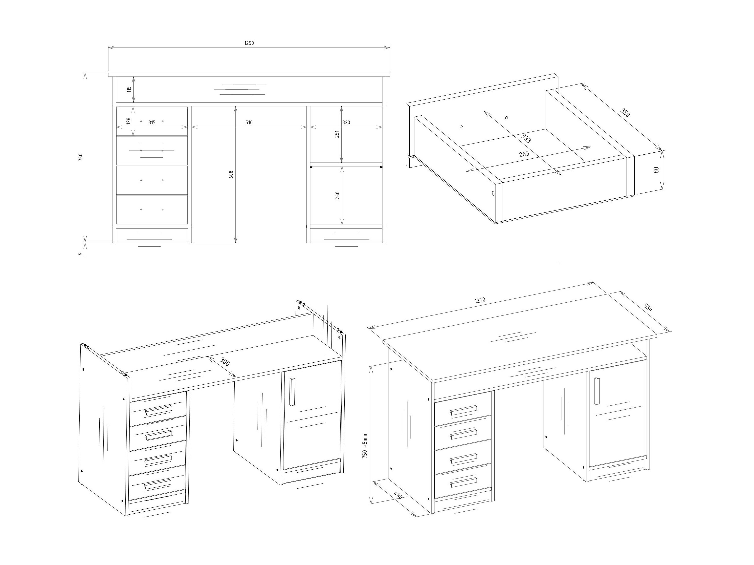 Työpöytä Mandeville 329 (Valkoinen)