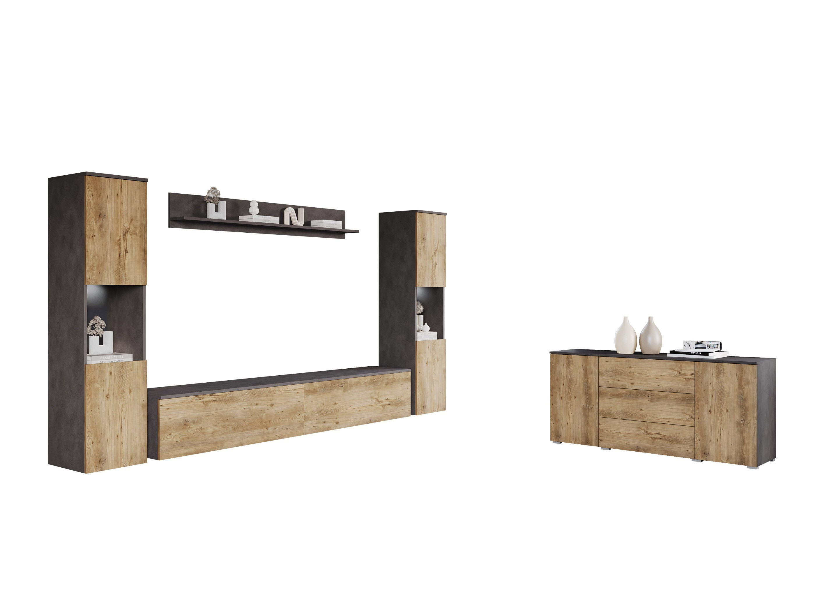 Olohuonesetti Sarasota 133 (Matera-harmaa + Kastanja)