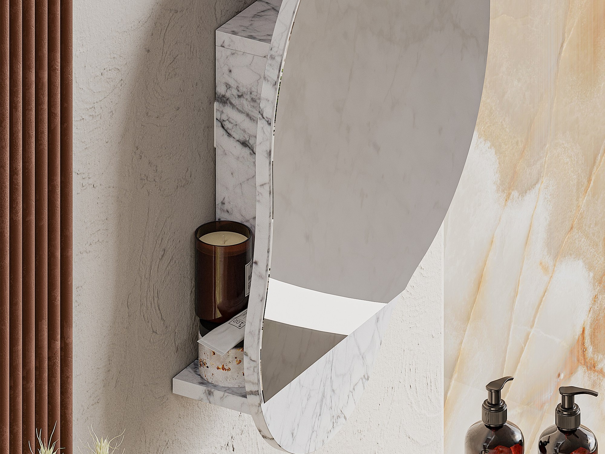 Kylpyhuoneen peilikaappi Kailua 2711 (Valkoinen marmori)