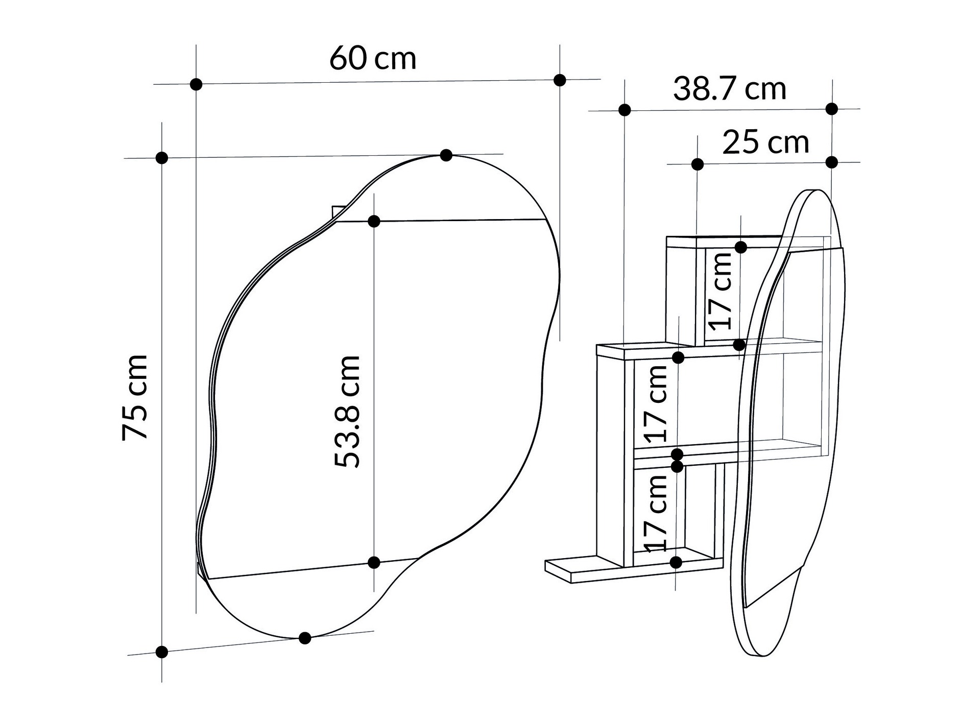 Kylpyhuoneen peilikaappi Kailua 2711 (Valkoinen marmori)