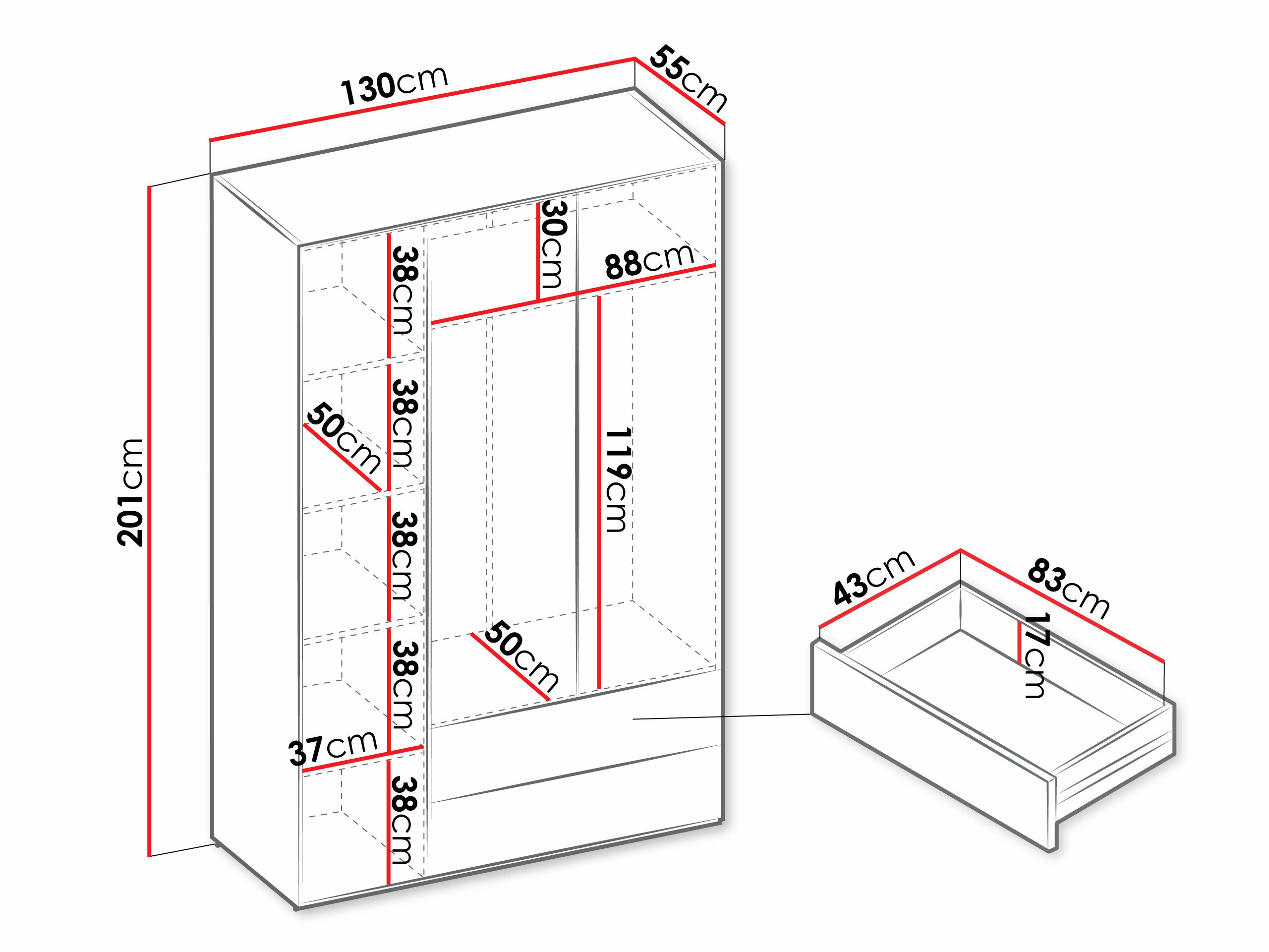 Vaatekaappi Tivseva 100