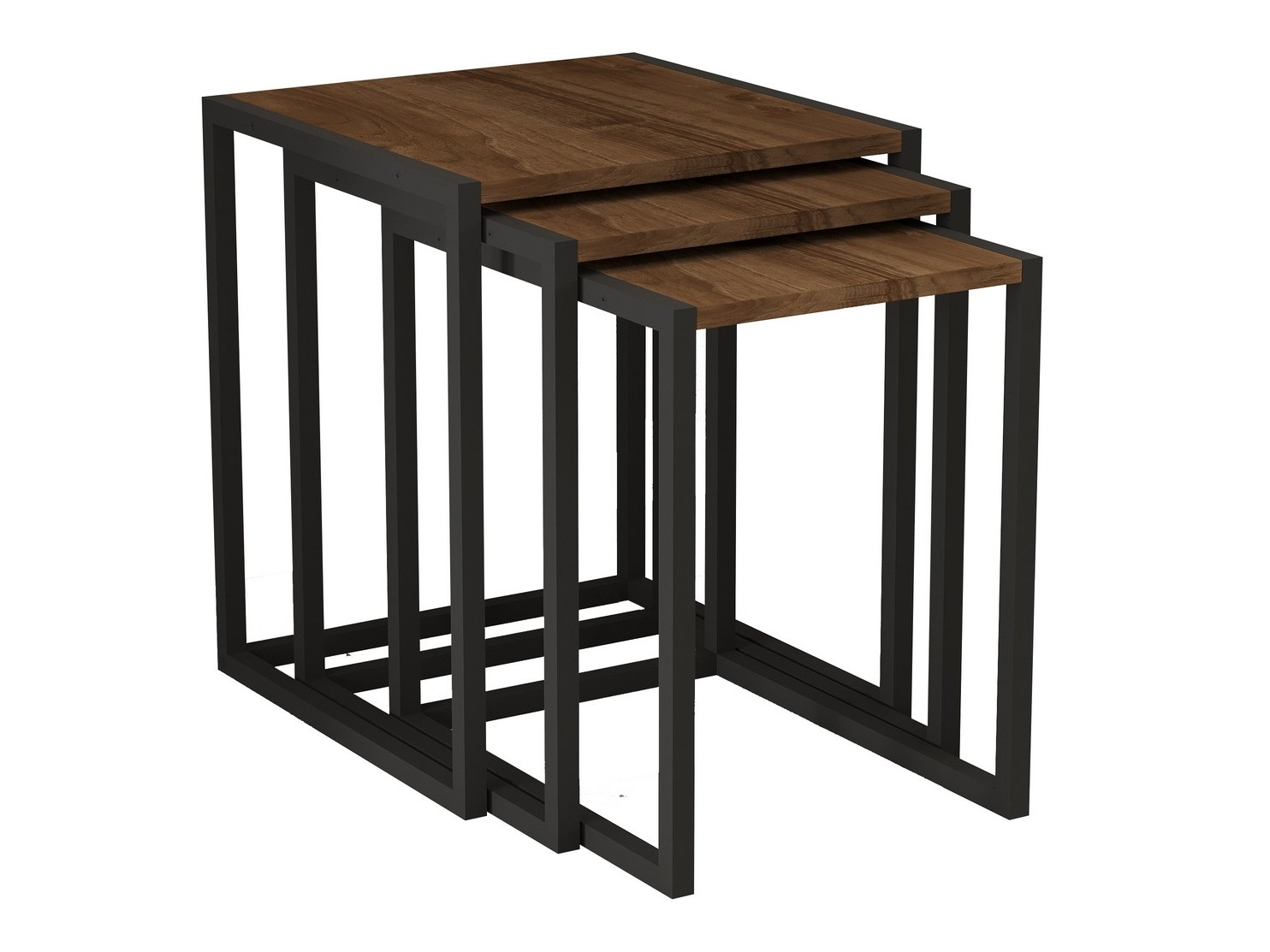 Sivupöytäsetti Kailua 2721 (Musta + Pähkinä)