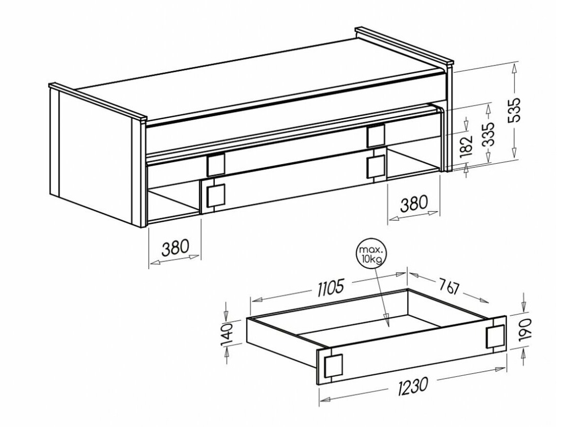 Sänky Elmenou 115 (Valkoinen + Antrasiitti)