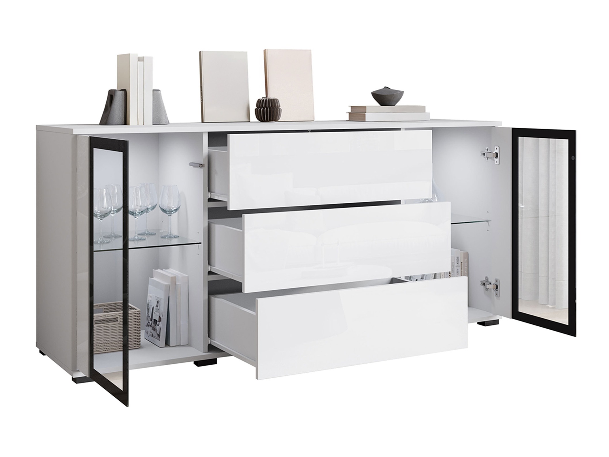 Lipasto Torcame 101 (Wotan tammi + Kiiltävä valkoinen)