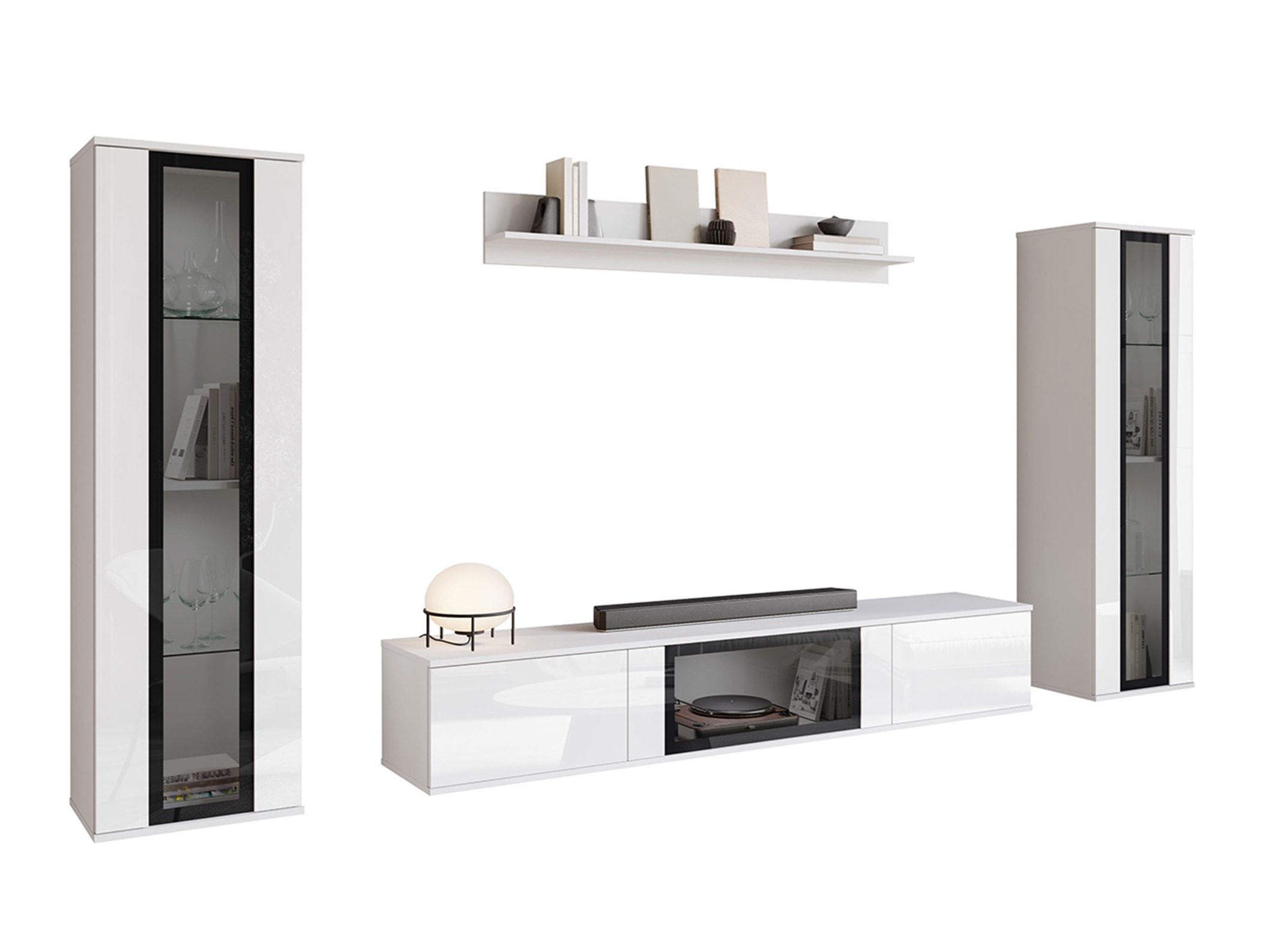 Olohuonesetti Torcame 103 (Valkoinen + Kiiltävä valkoinen)