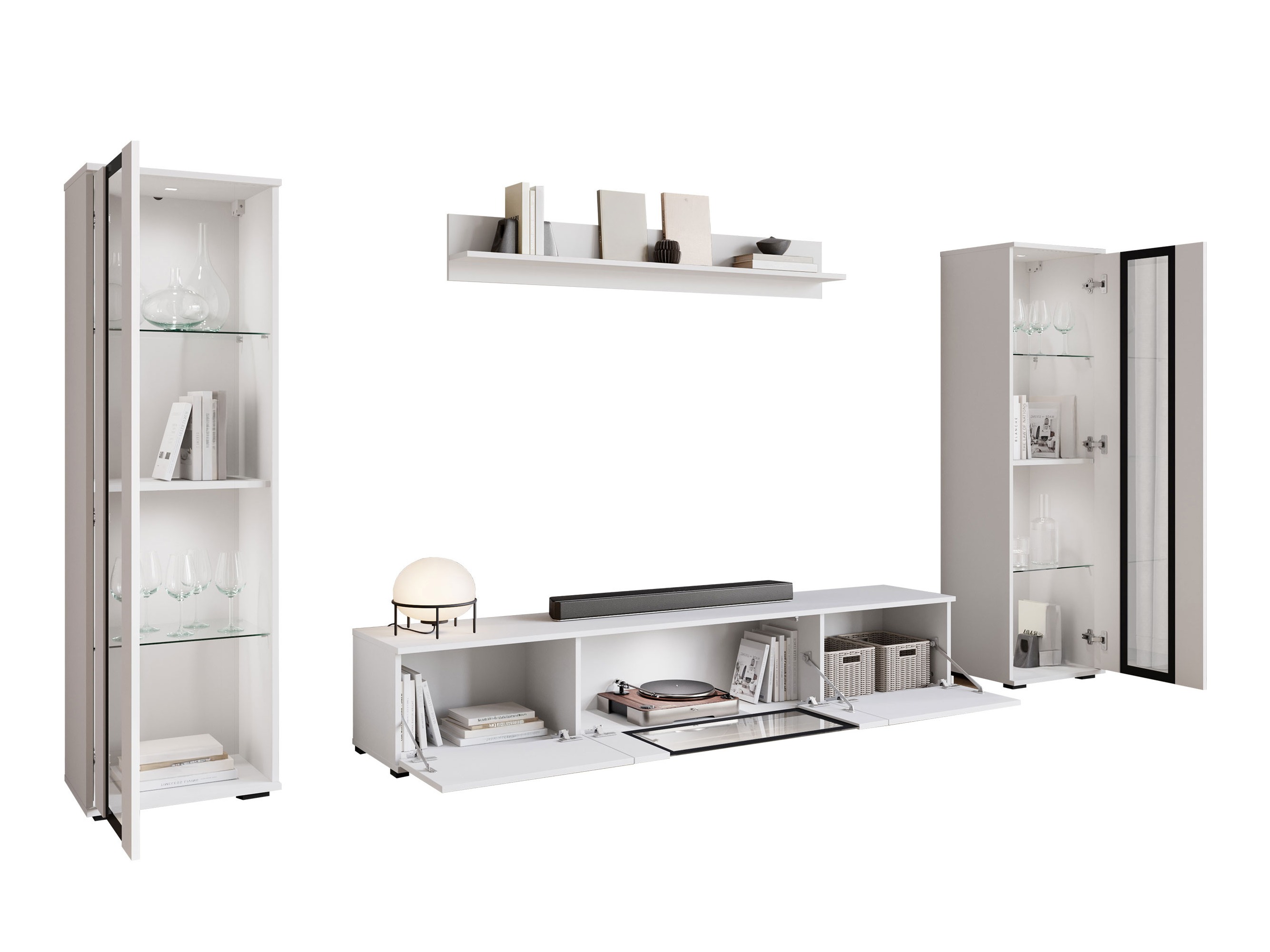 Olohuonesetti Torcame 103 (Wotan tammi + Kiiltävä valkoinen)