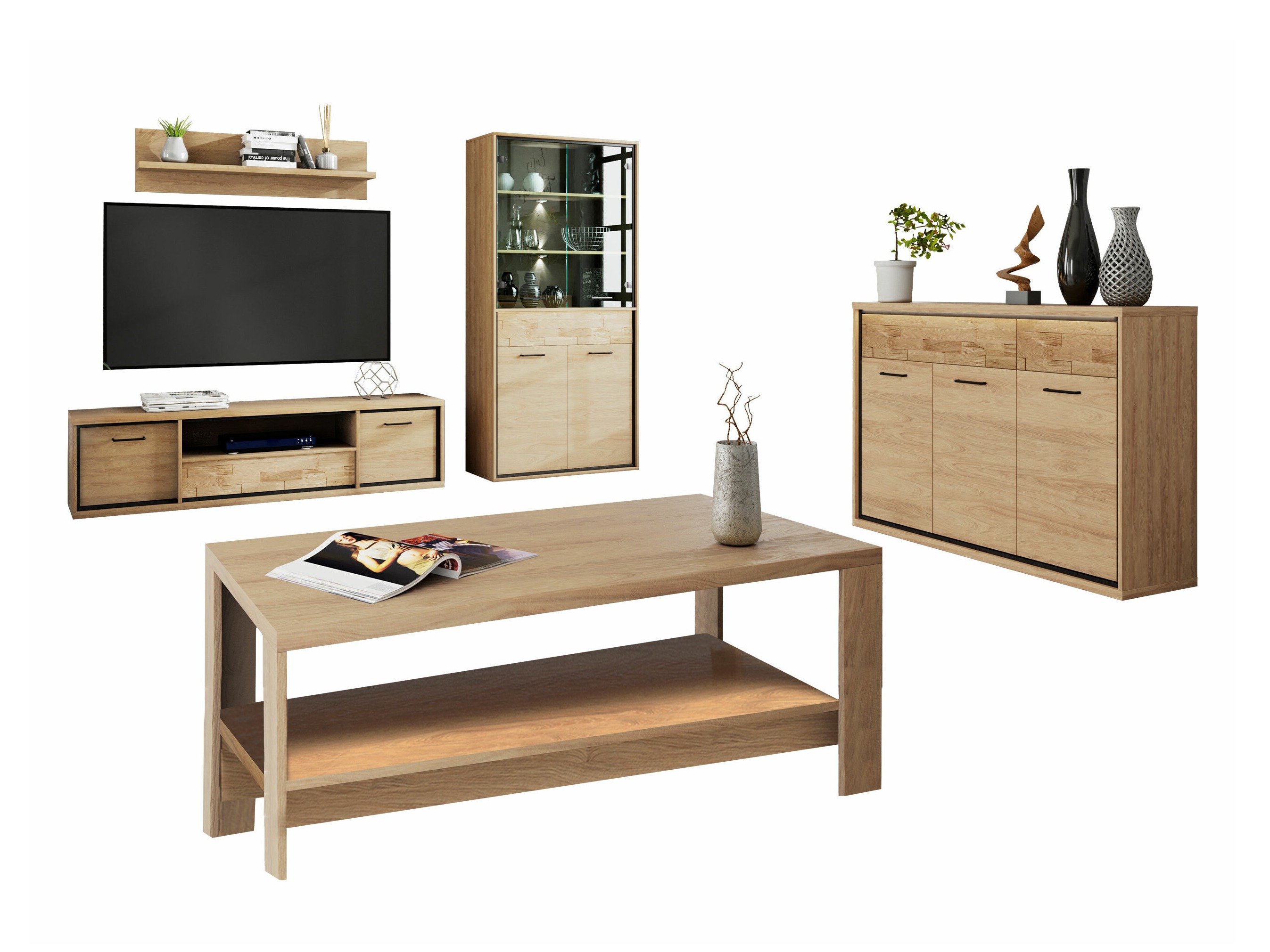 Olohuonesetti Etrmoni 118 (Vaalea puu + Tammi)