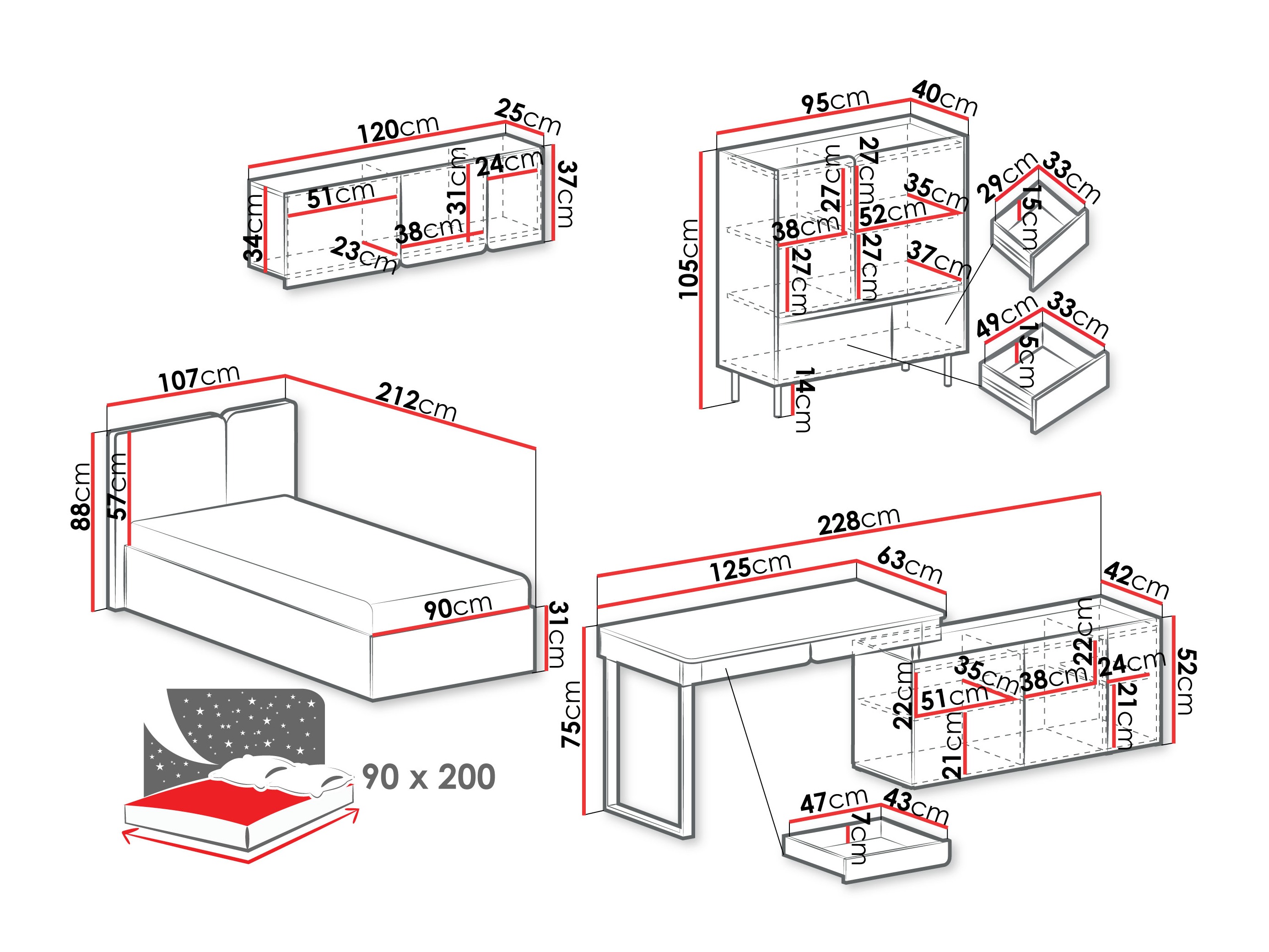 Huonekalusetti Fiosono 115 (Beige + Vaalea tammi)