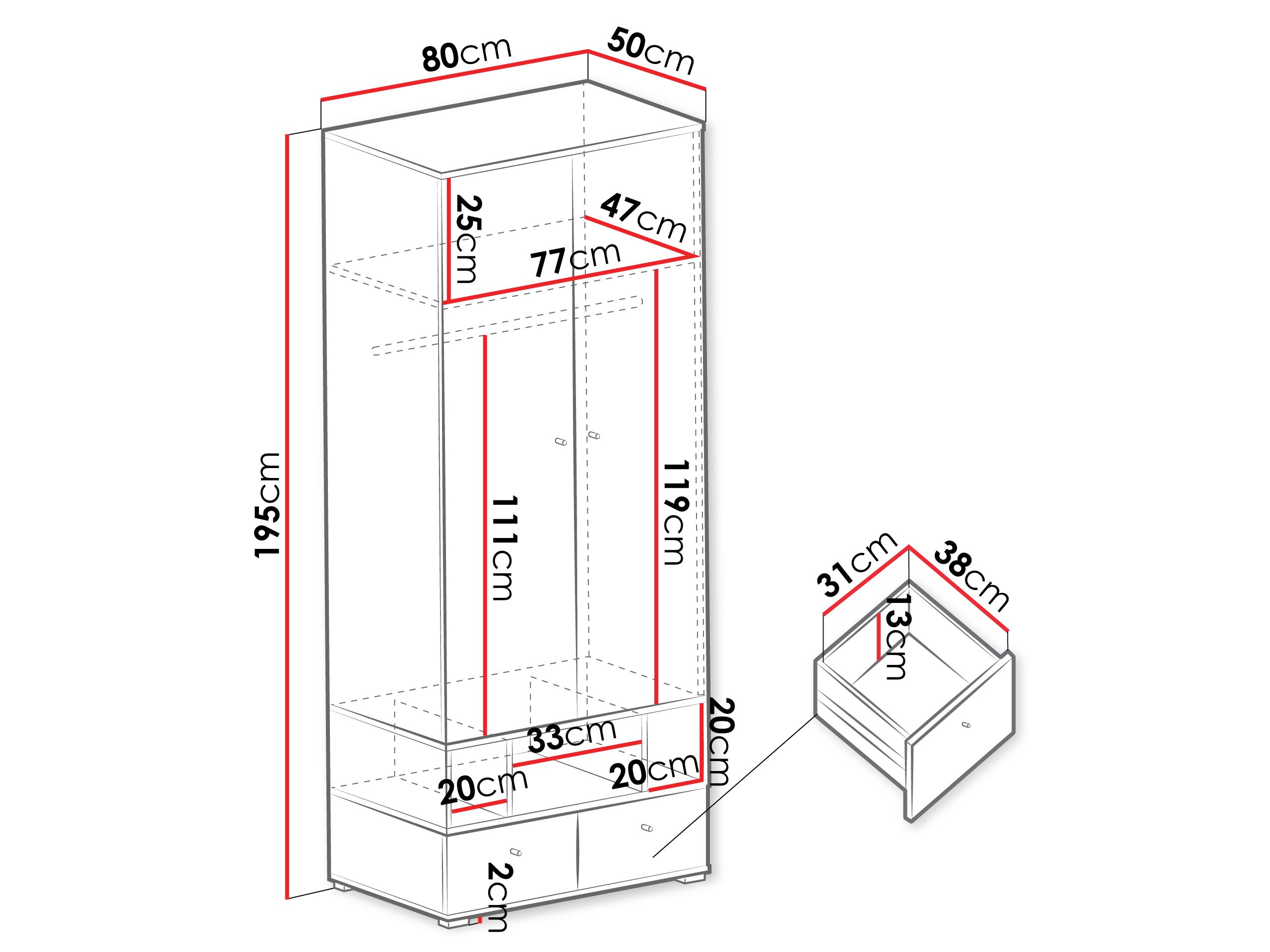 Vaatekaappi Ciravie 100