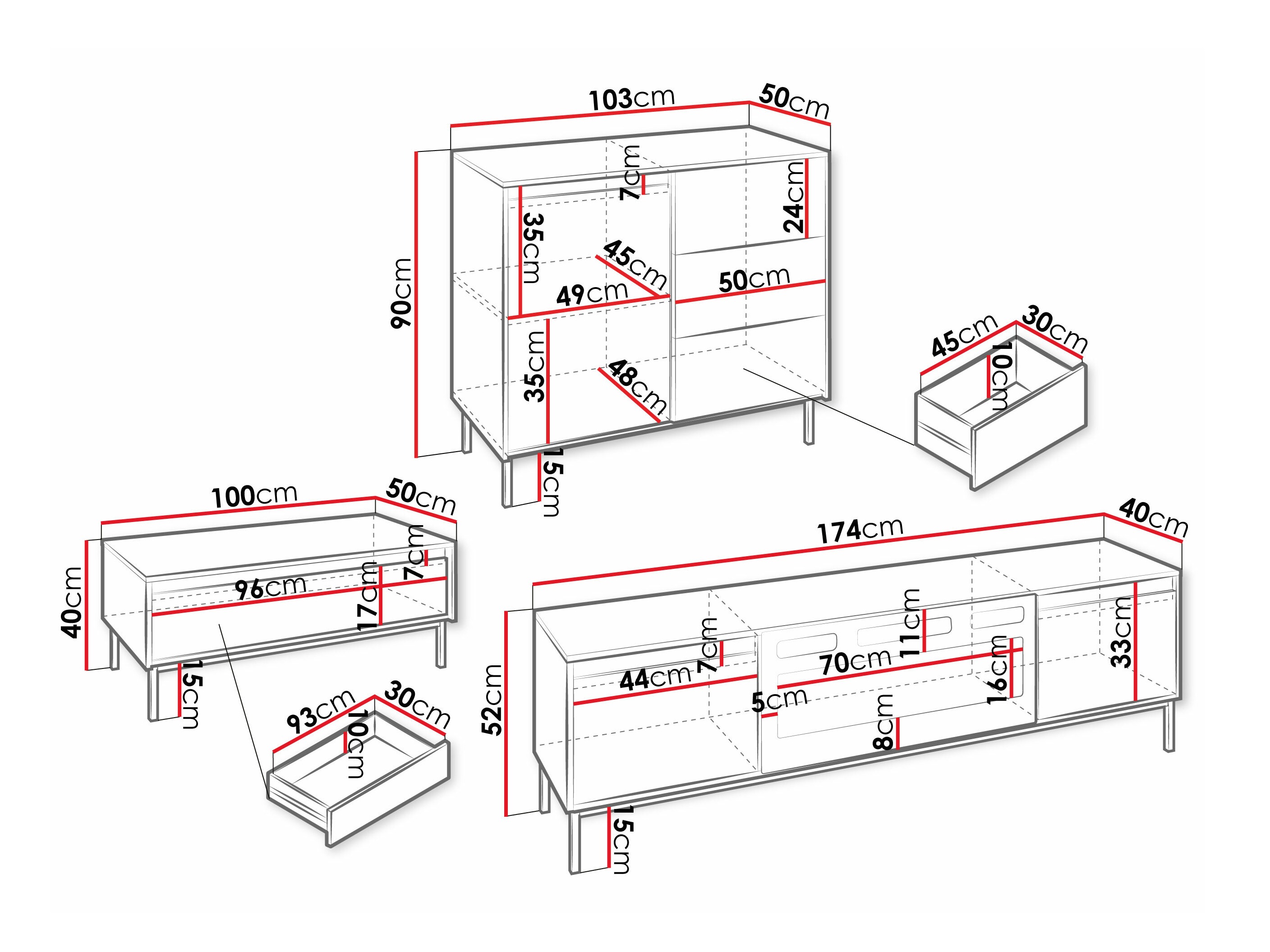 Olohuonesetti Comfivo Delruva IV (Valkoinen)