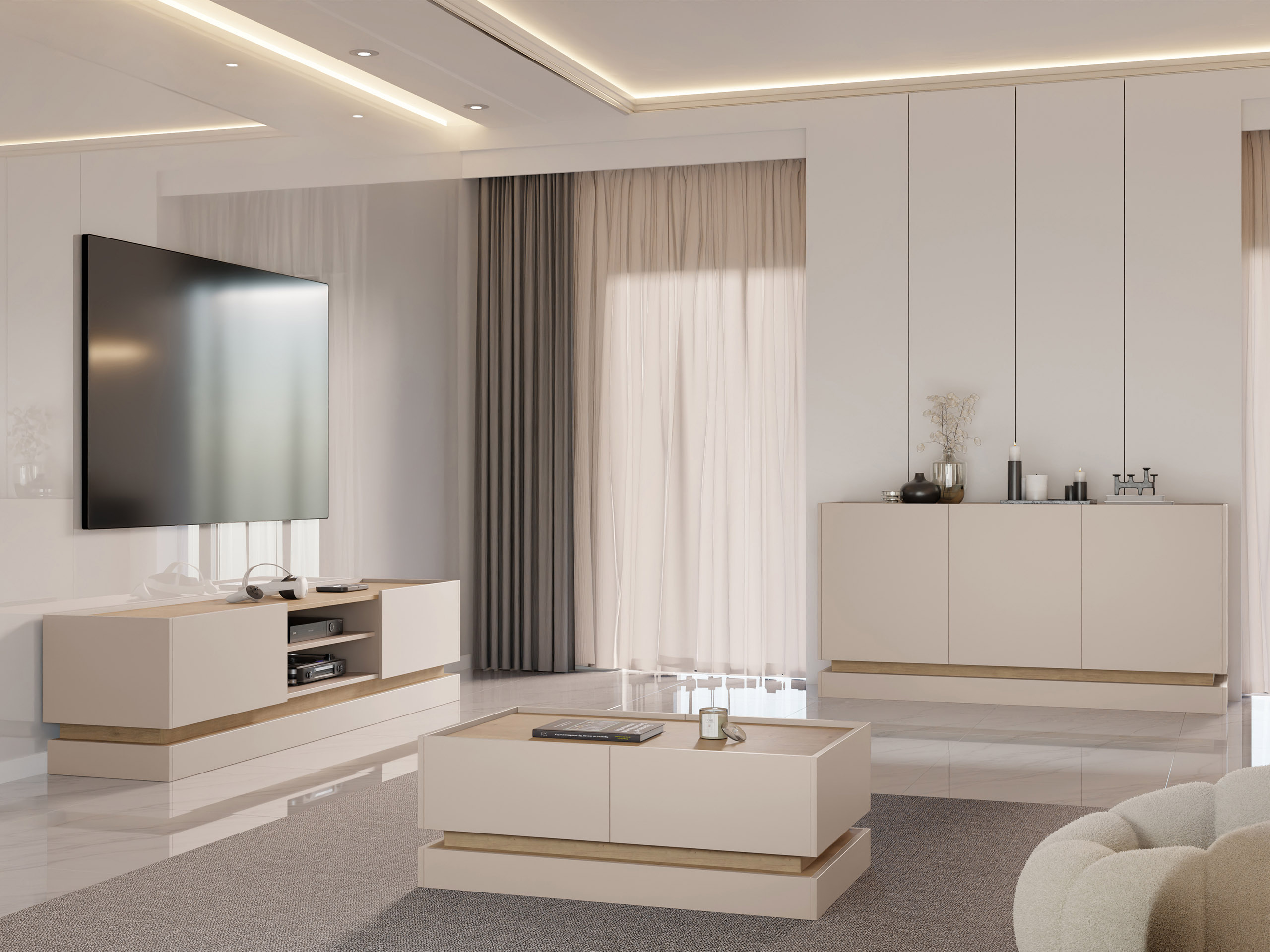 Sohvapöytä Comfivo Tilia (Vaaleanruskea + Tammi)