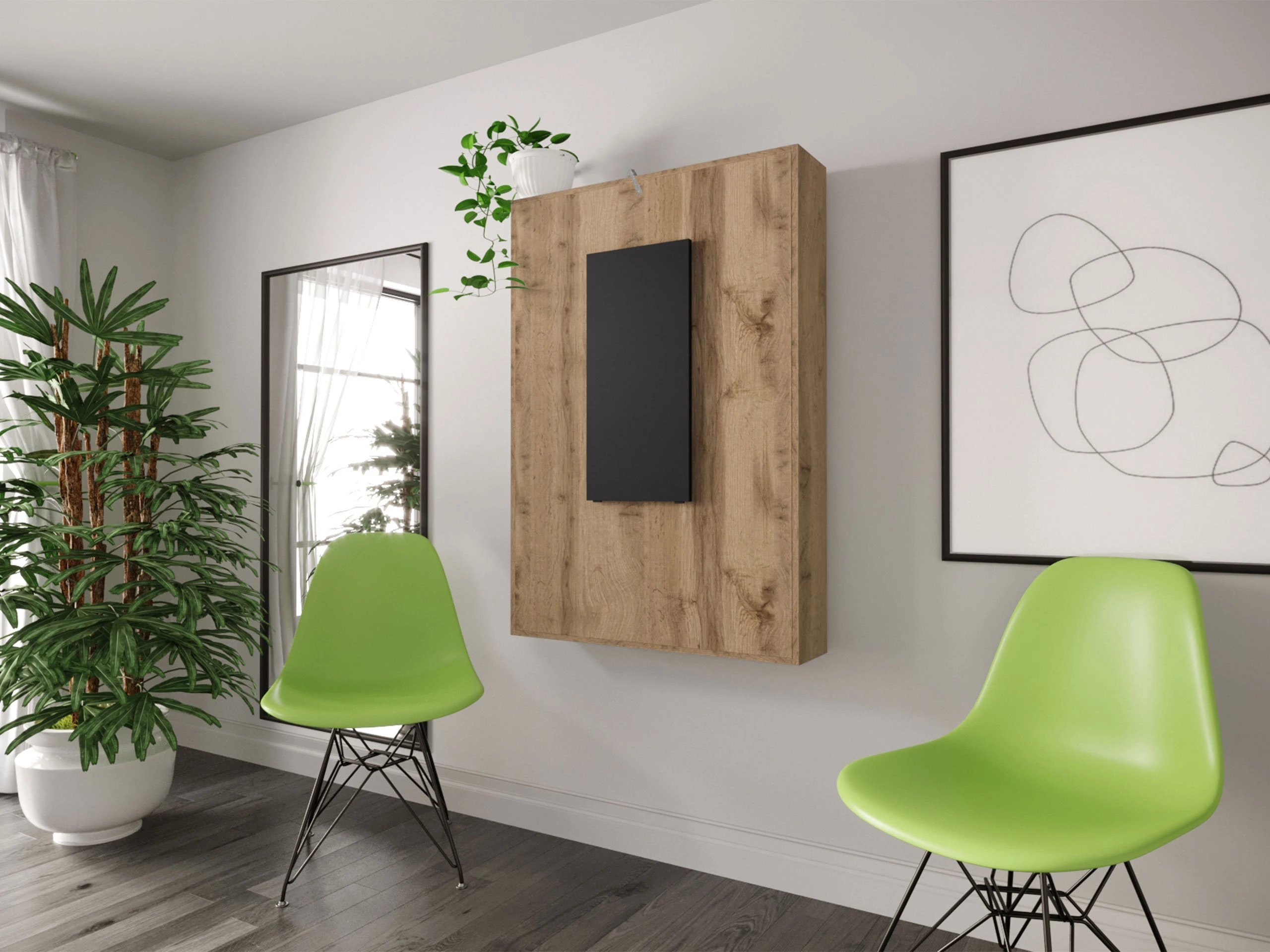 Taitettava pöytä Pinis III (Musta + Wotan tammi)