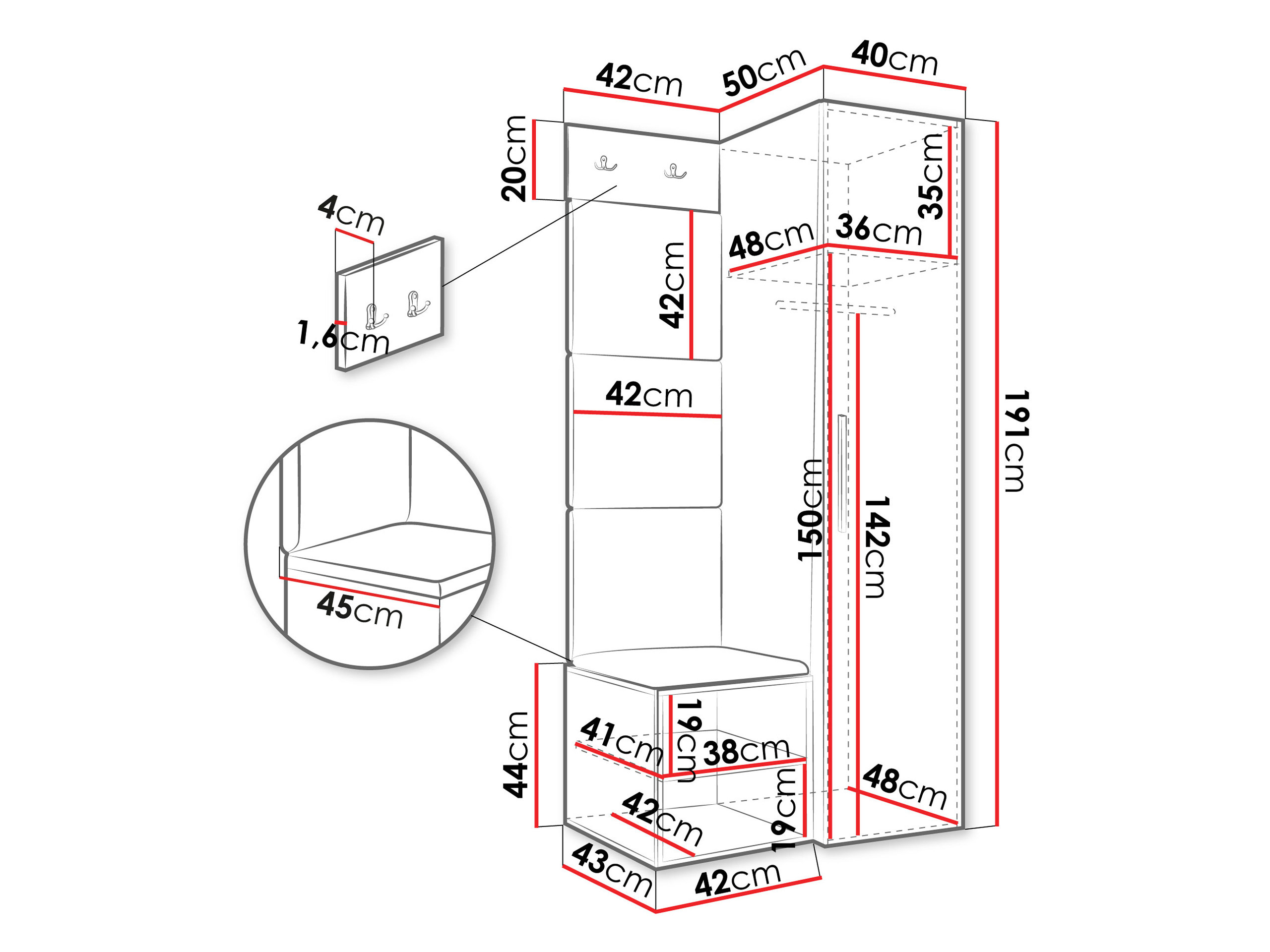 Eteissetti Hartford 524 (Valkoinen)