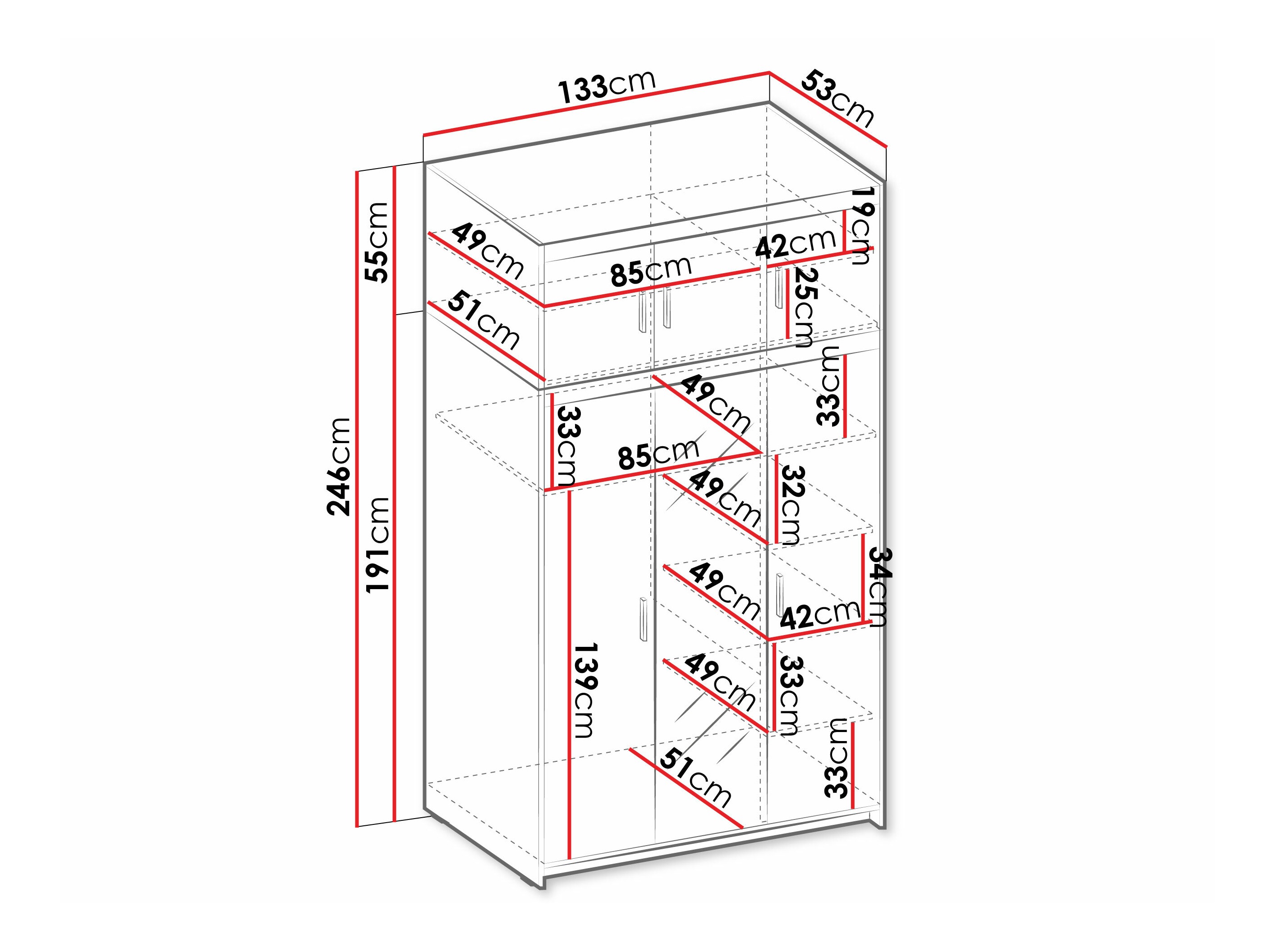 Vaatekaappi Novduni 105 (Valkoinen)