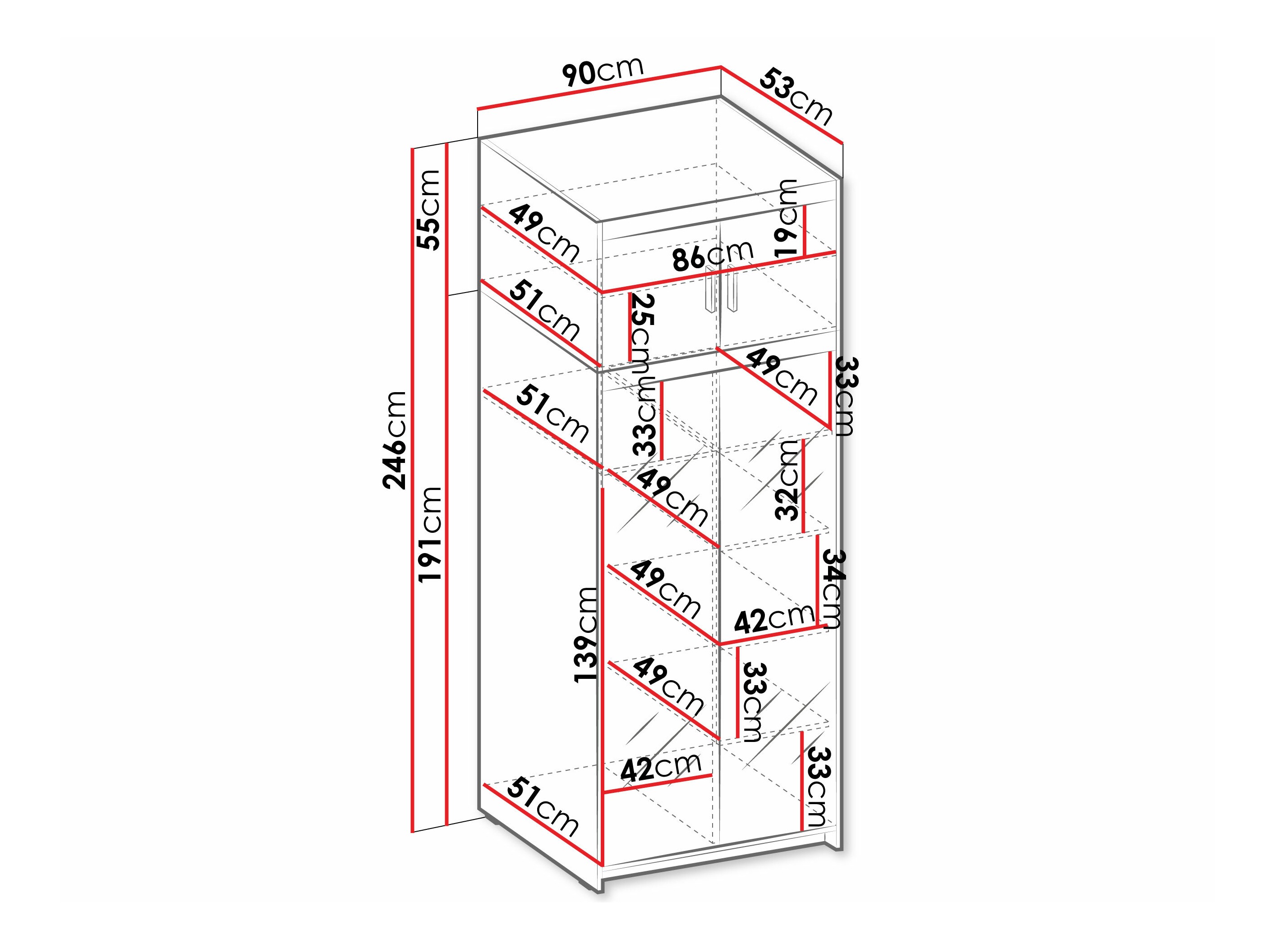 Vaatekaappi Novduni 119 (Sonoma-tammi)