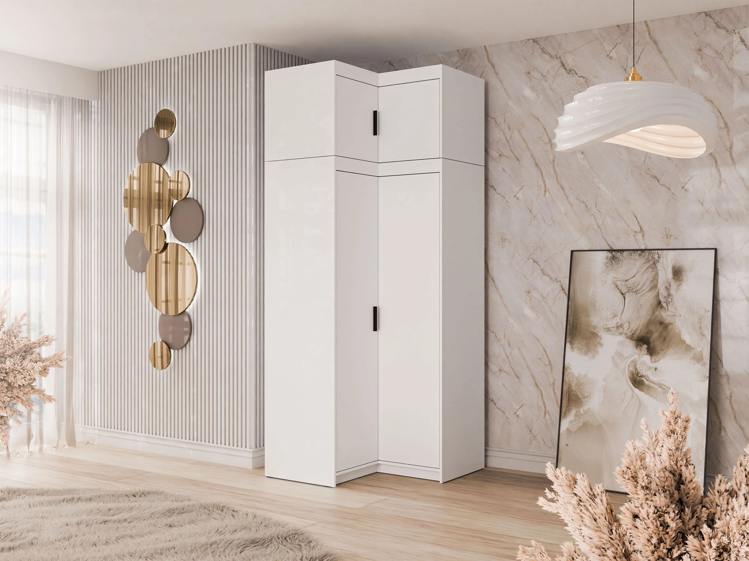 Kulmavaatekaappi Novduni 121 (Valkoinen)