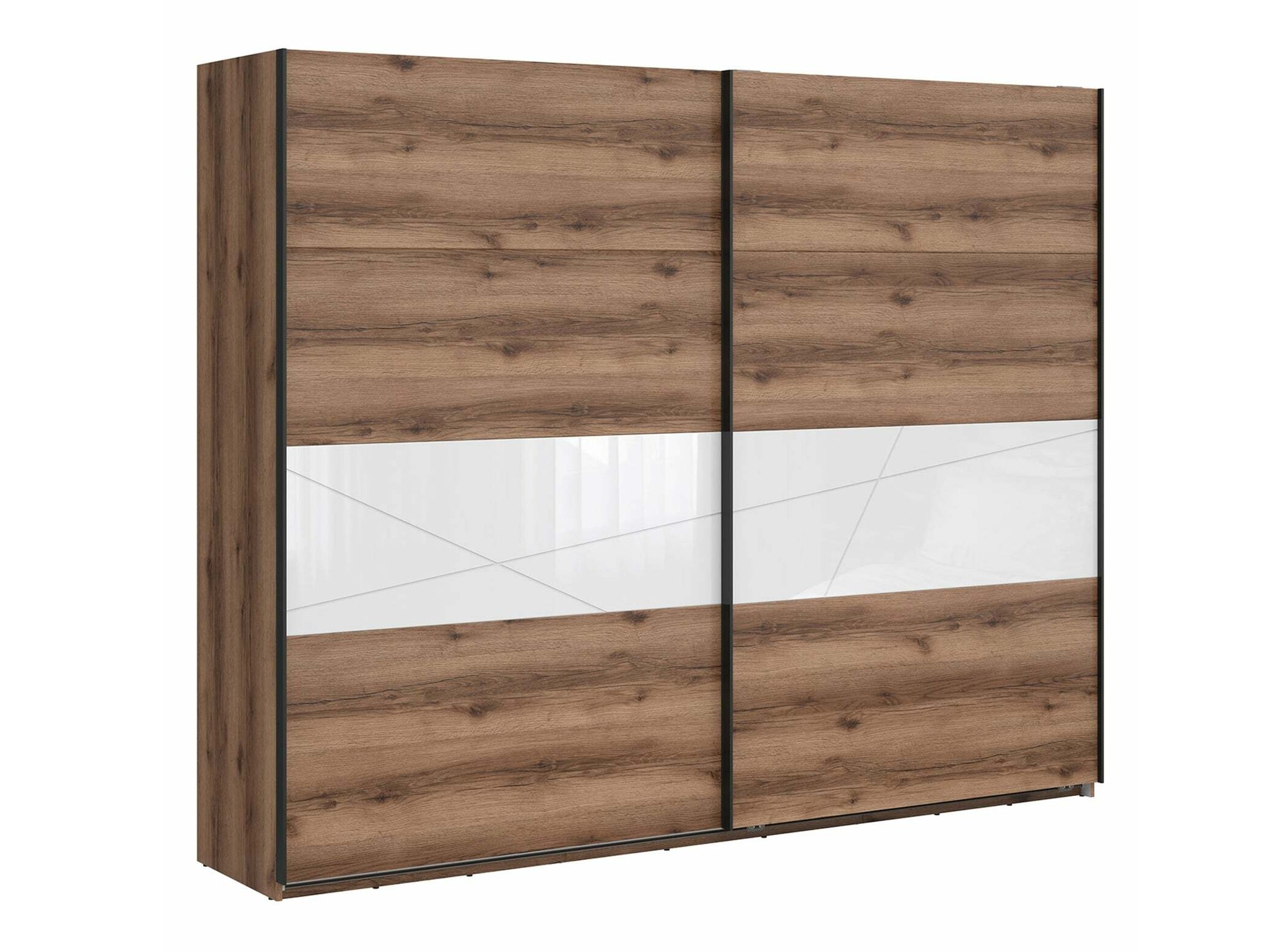 Vaatekaappi Fivale 124 (Tumma Delano-tammi + Kiiltävä valkoinen)