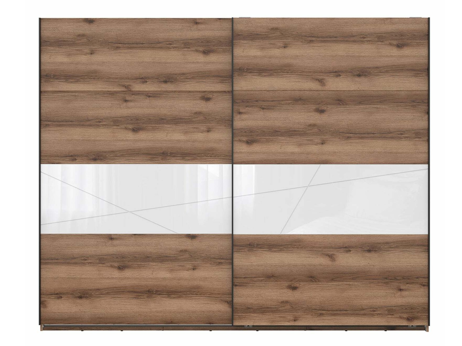 Vaatekaappi Fivale 124 (Tumma Delano-tammi + Kiiltävä valkoinen)