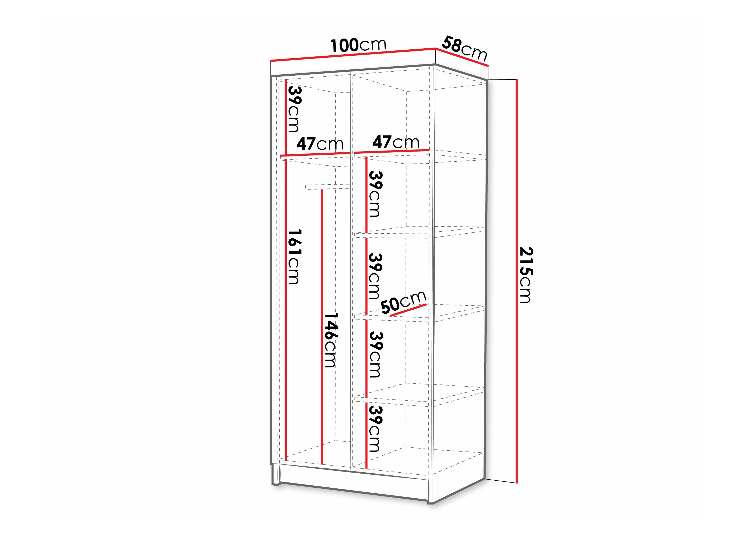 Vaatekaappi Closico Staton I (Kashmir + Kultainen)