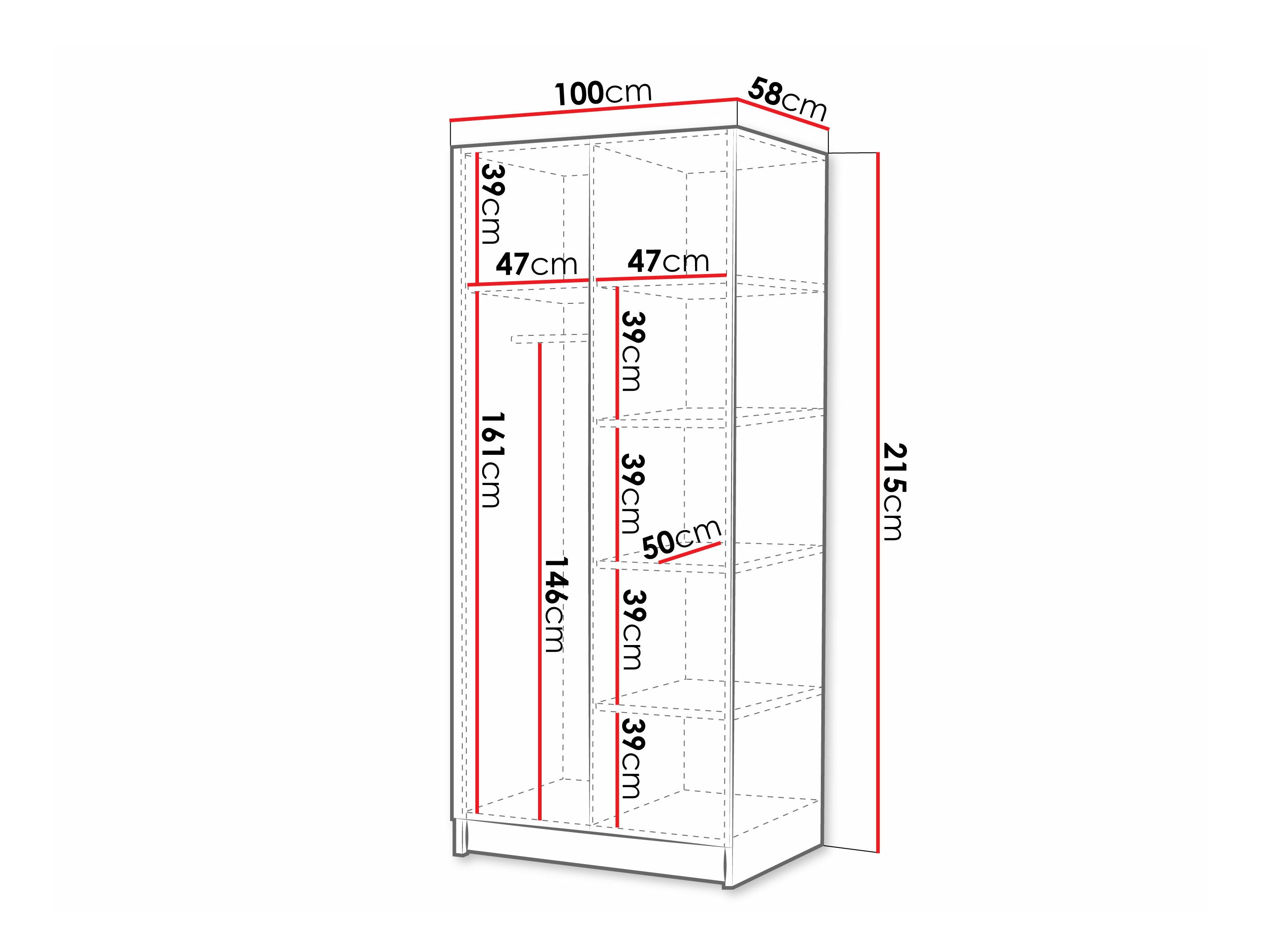 Vaatekaappi Closico Staton II (Valkoinen + Musta)
