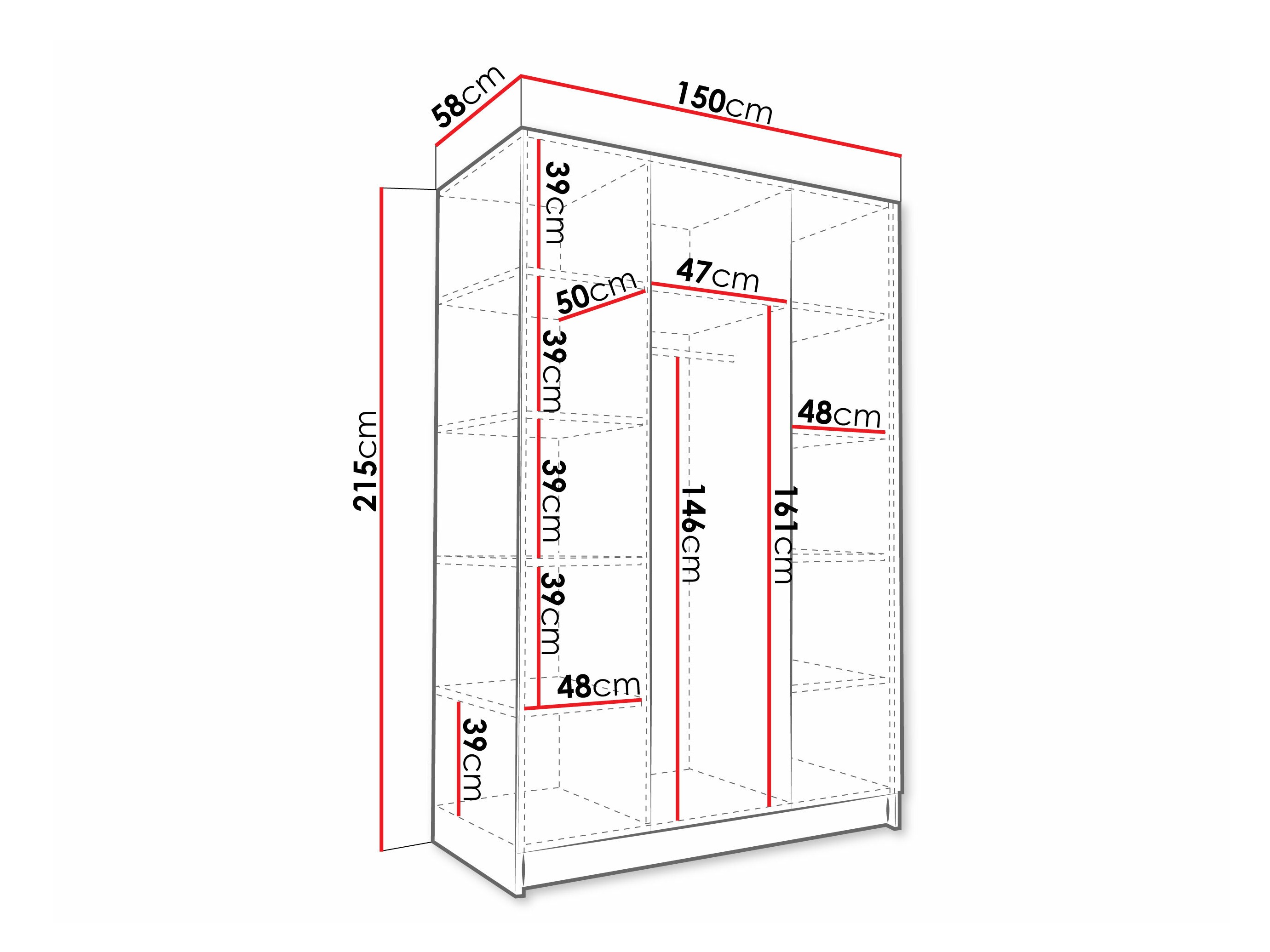 Vaatekaappi Closico 196 (Valkoinen + Musta)