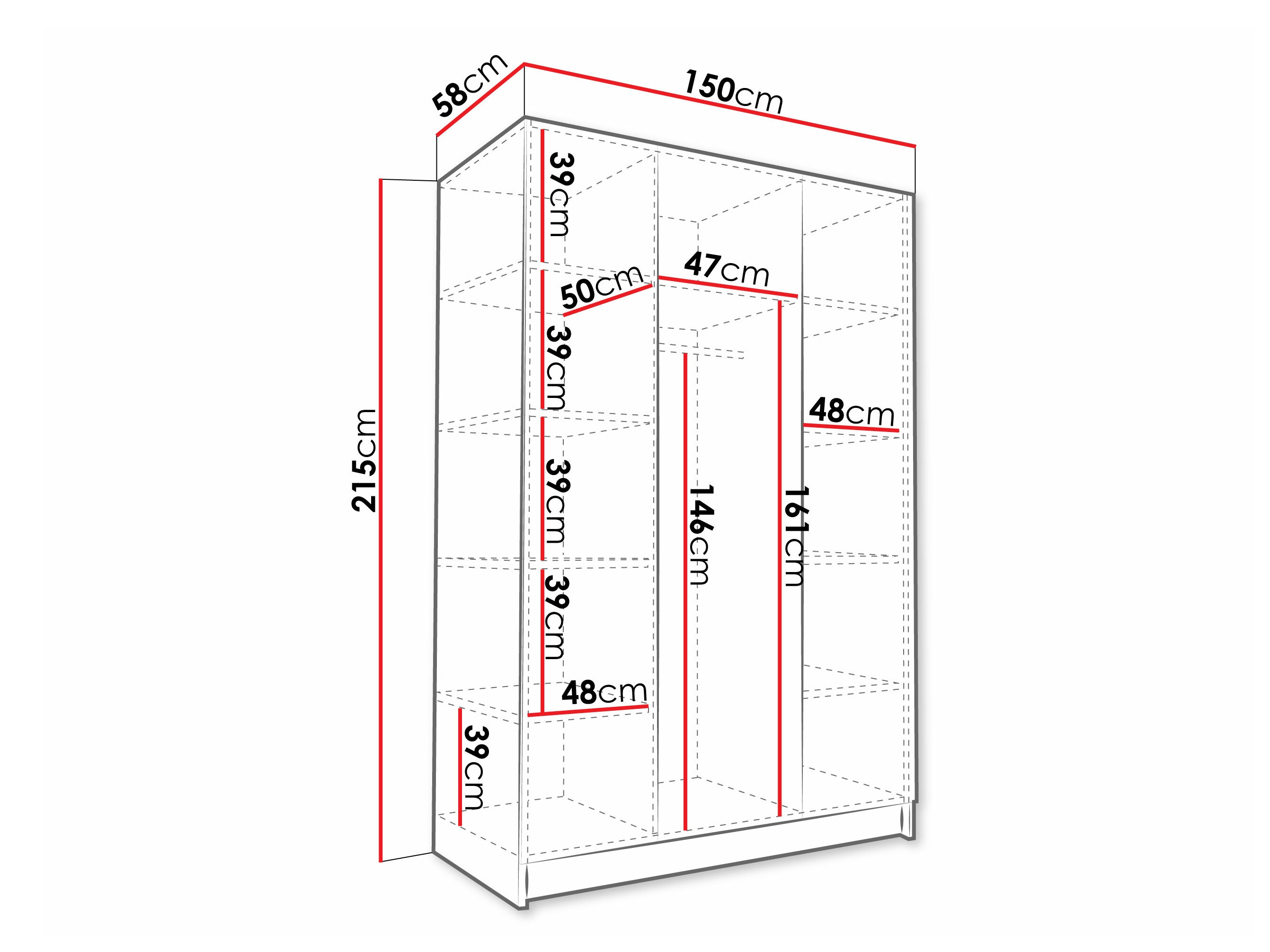 Vaatekaappi Closico 197 (Kashmir + Kultainen)
