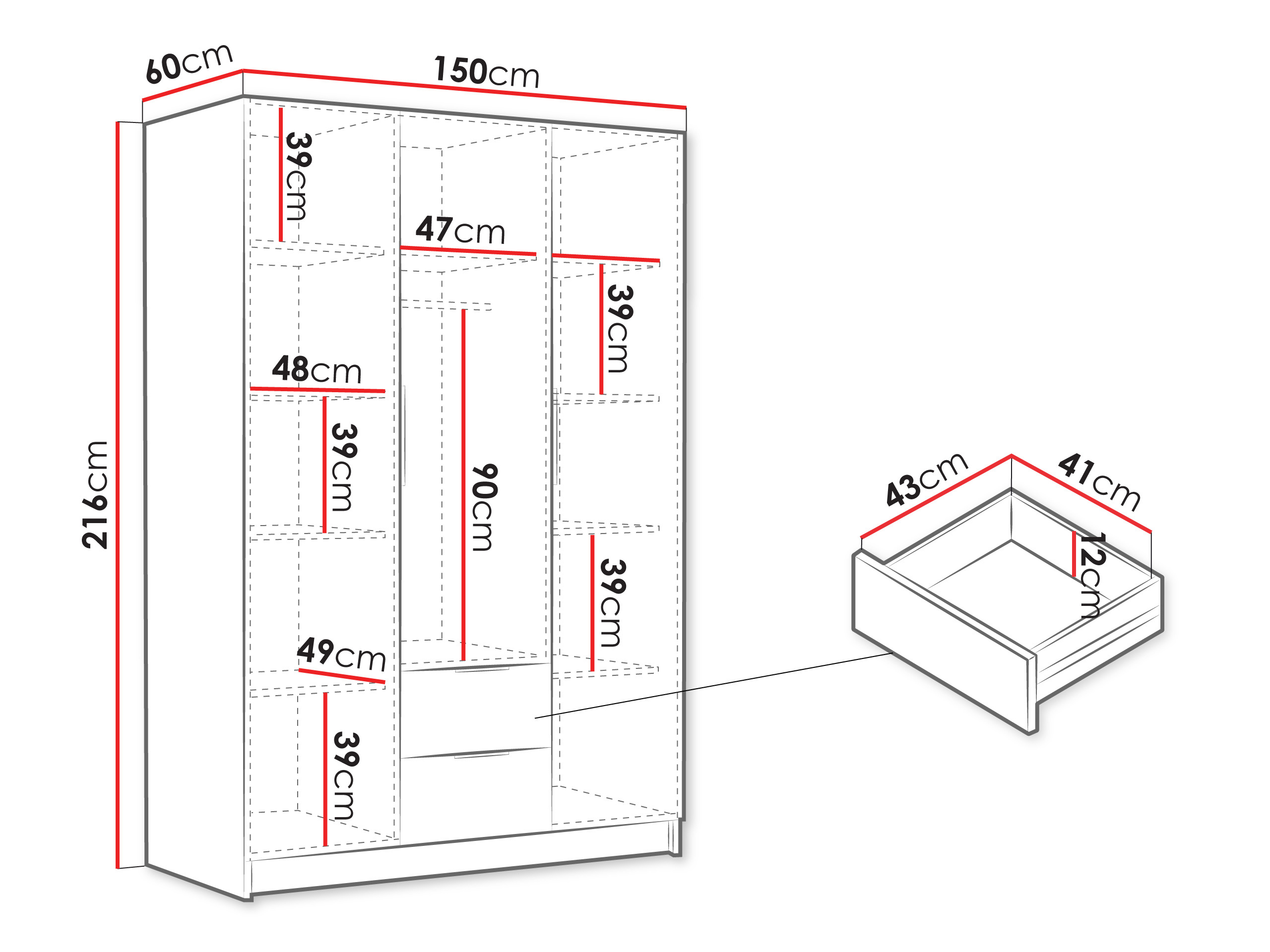 Vaatekaappi Closico Calvron I (Musta)