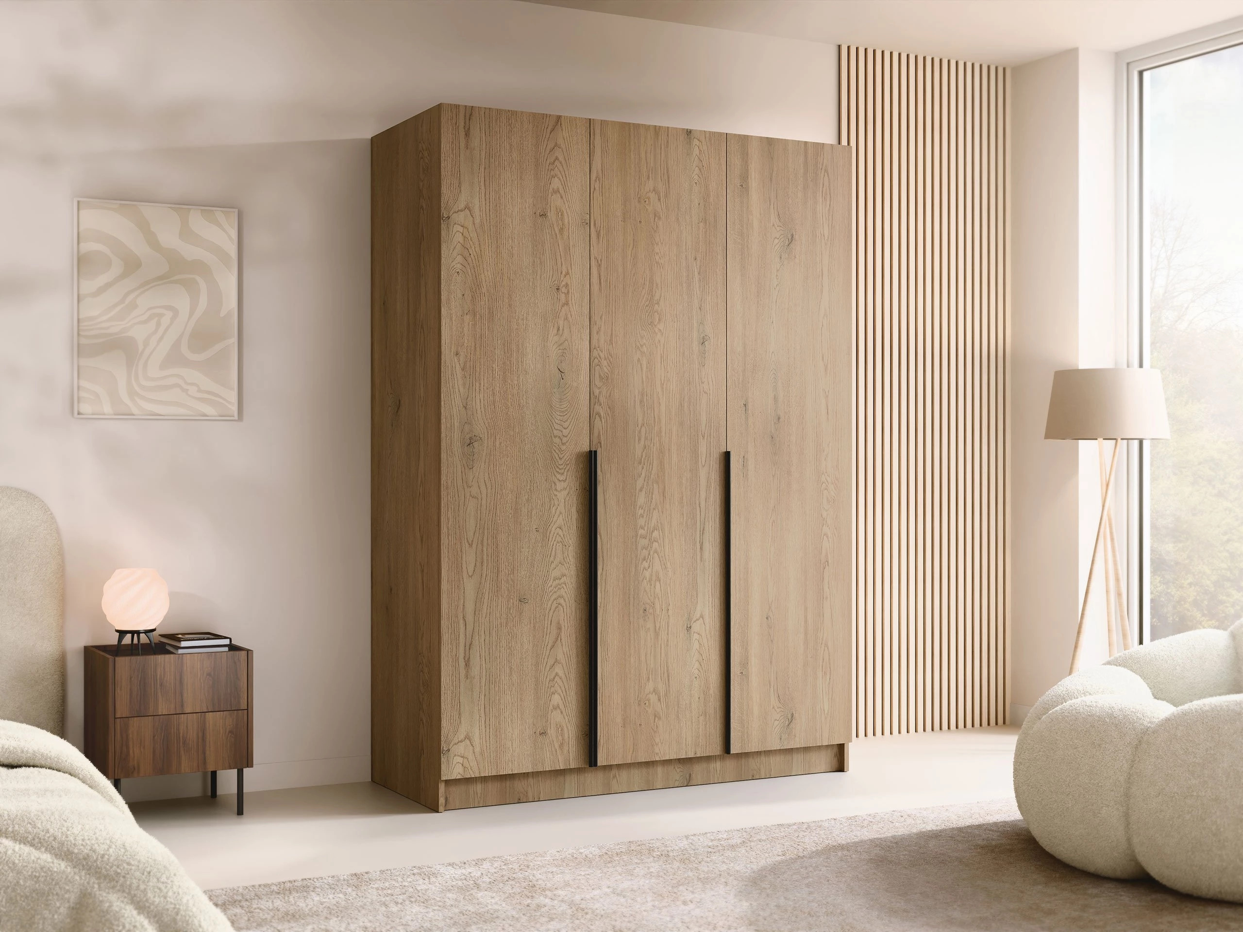 Vaatekaappi Closico Decoron I (Vaalea puu + Musta)