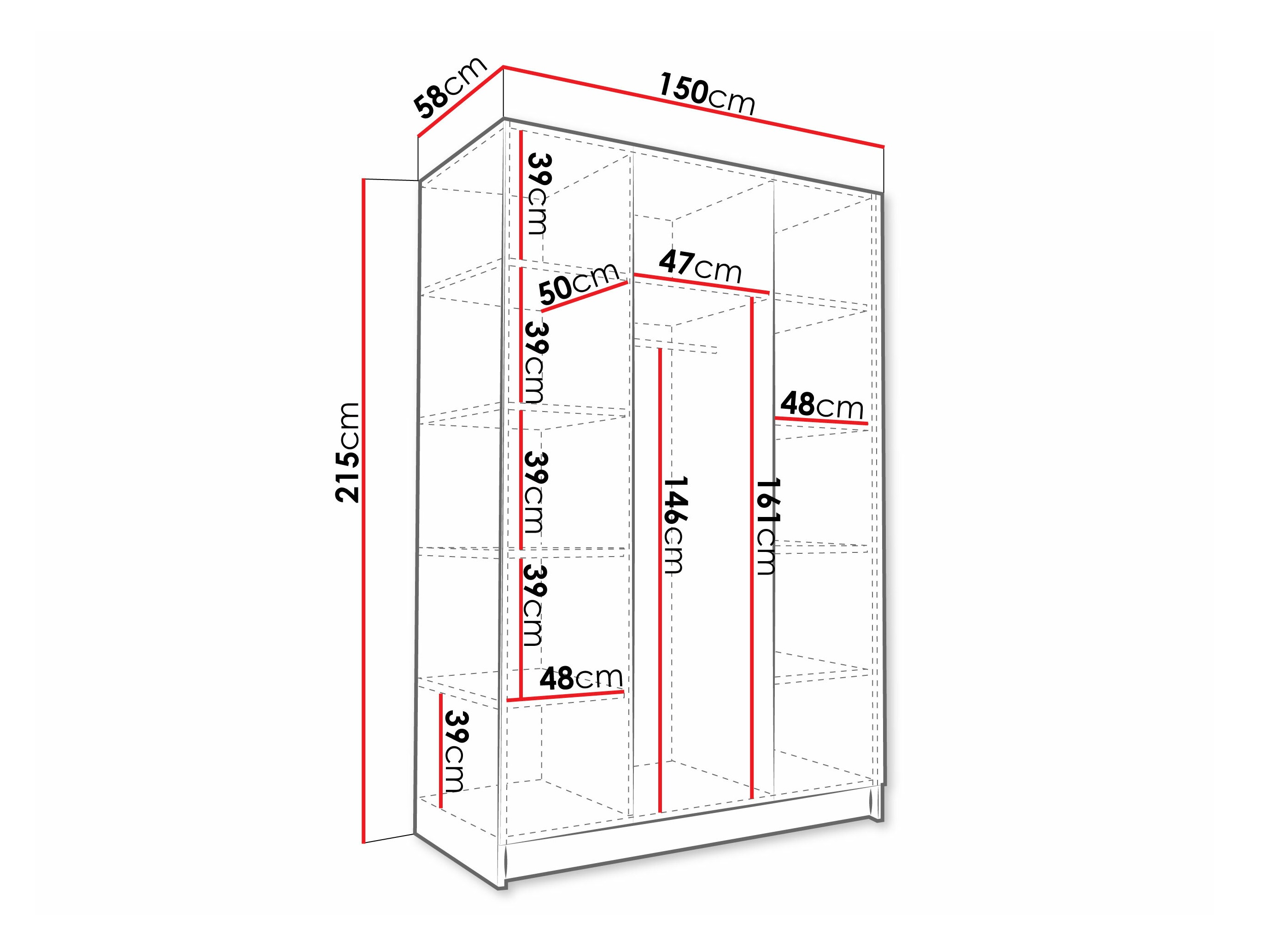Vaatekaappi Closico Decoron I (Valkoinen + Musta)