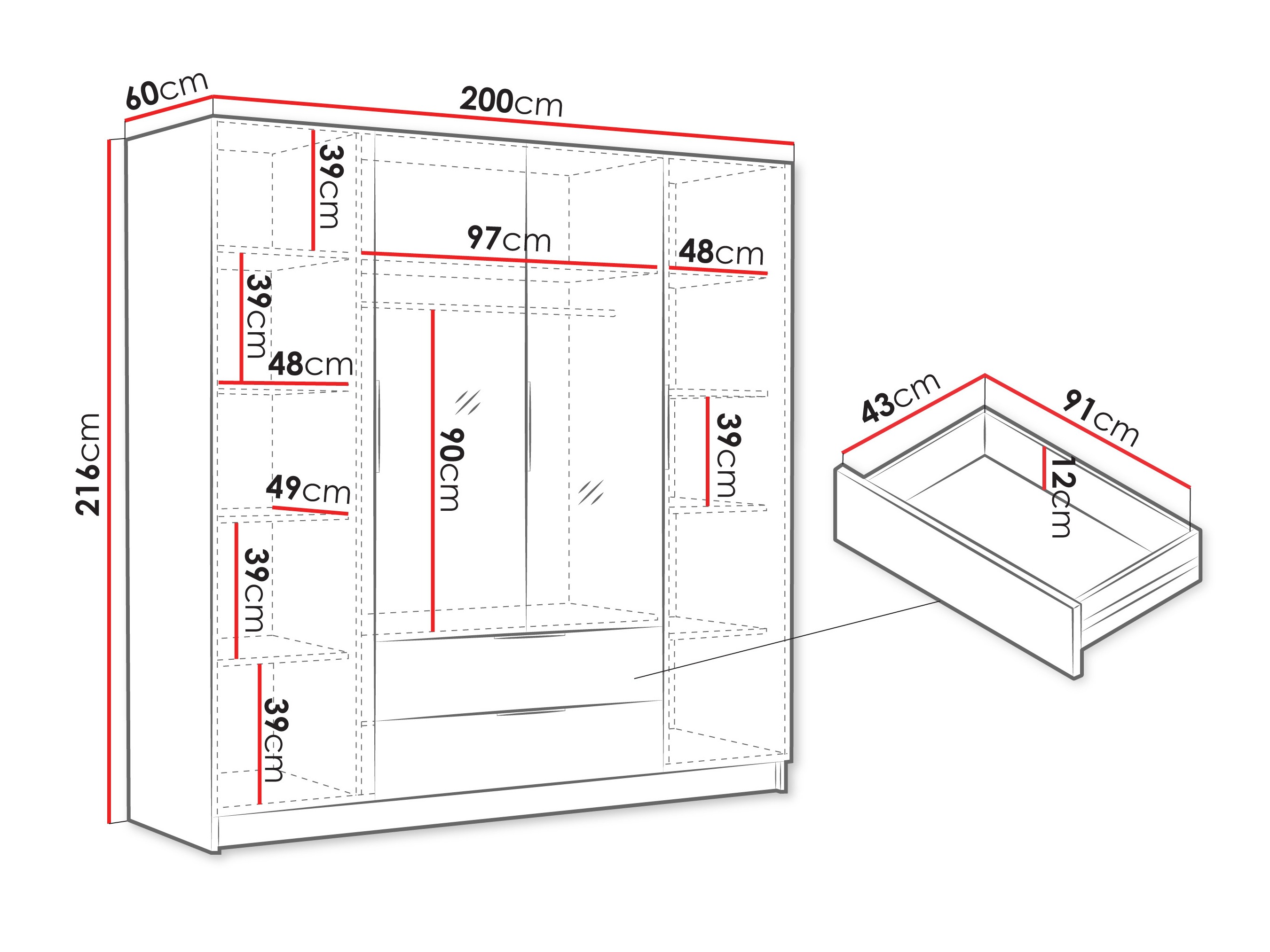 Vaatekaappi Closico 201 (Kashmir)