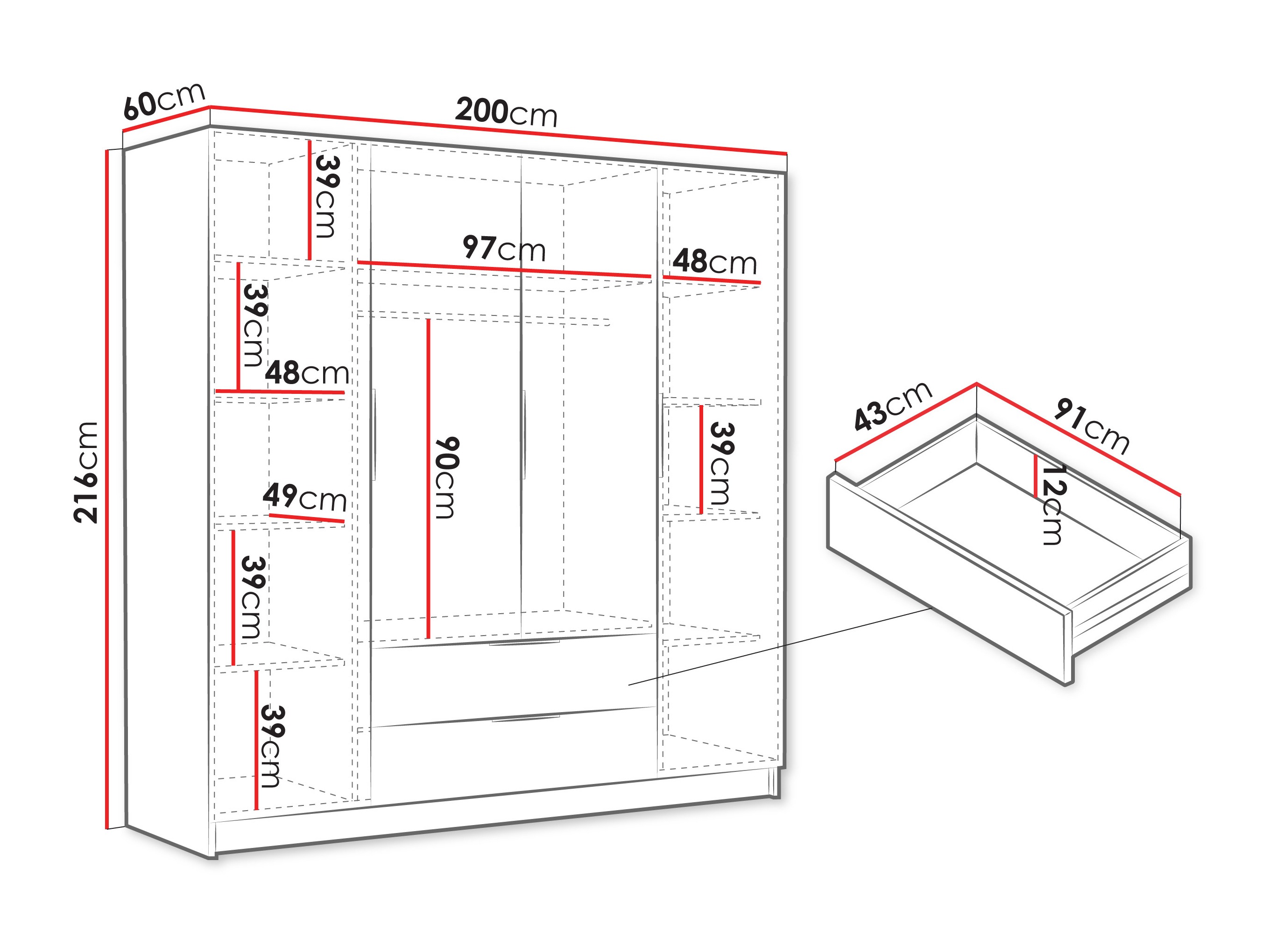 Vaatekaappi Closico 202 (Kashmir)