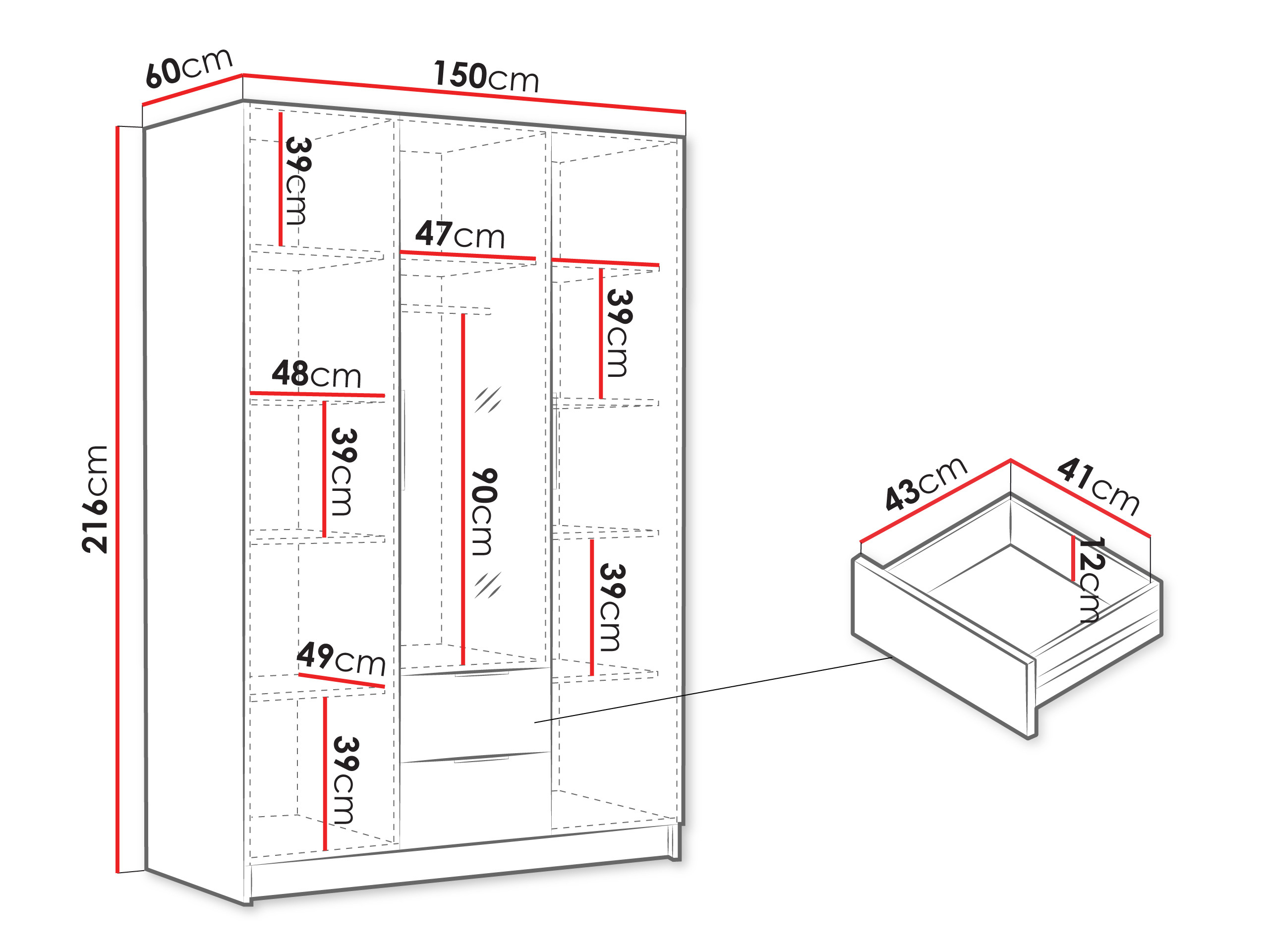 Vaatekaappi Closico Calvron II (Valkoinen)