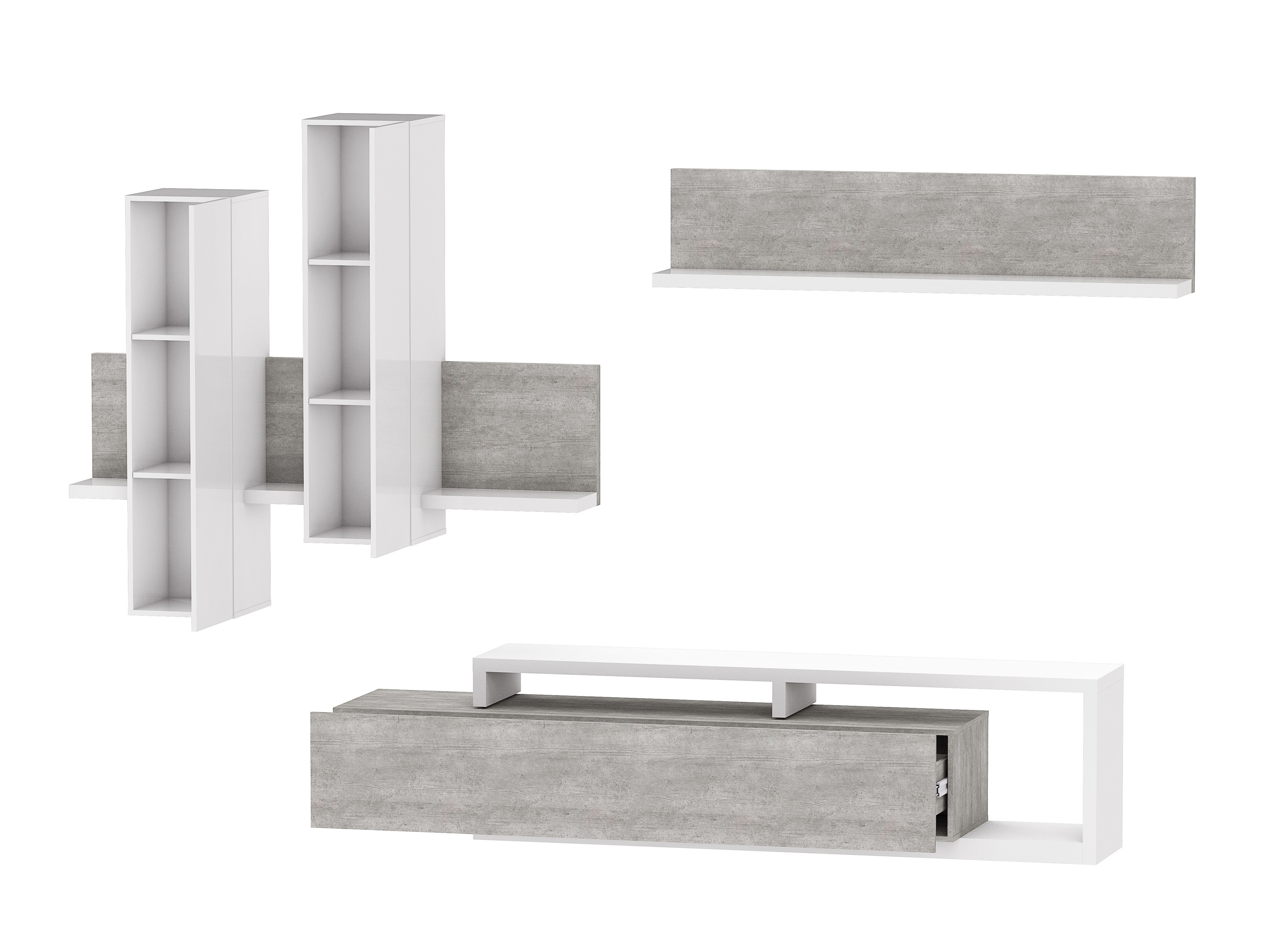 Olohuonesetti Lutiva 100 (Valkoinen + Betoni)