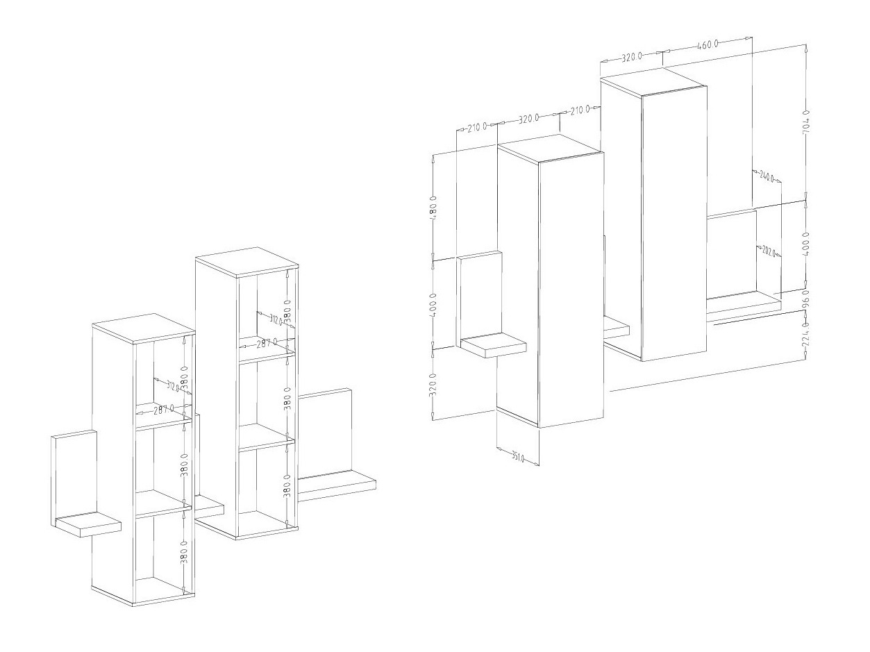 Seinäkaappi Lutiva 101 (Matera-harmaa + Tumma kuusi)
