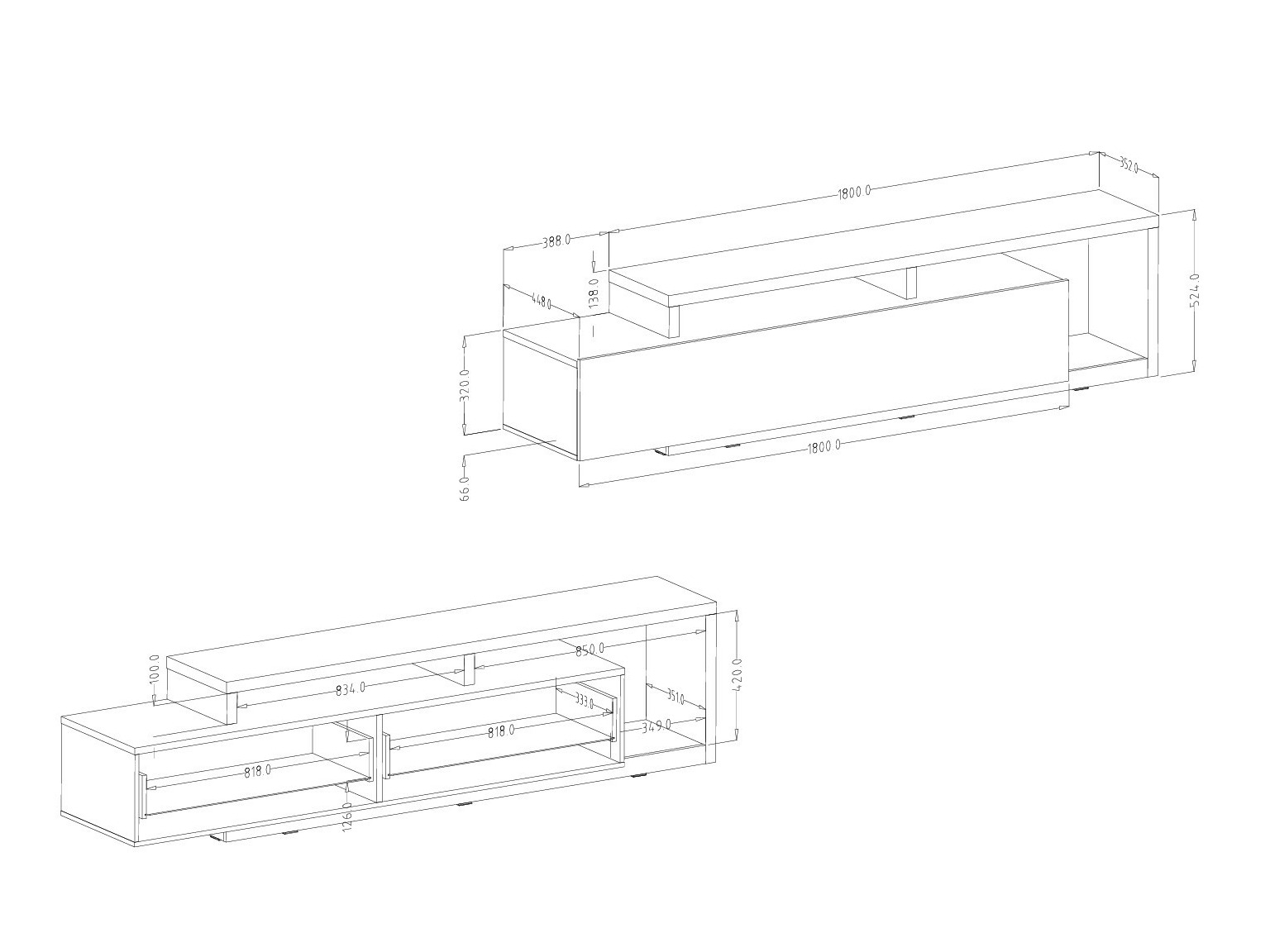 TV-taso Lutiva 103 (Valkoinen + Betoni)